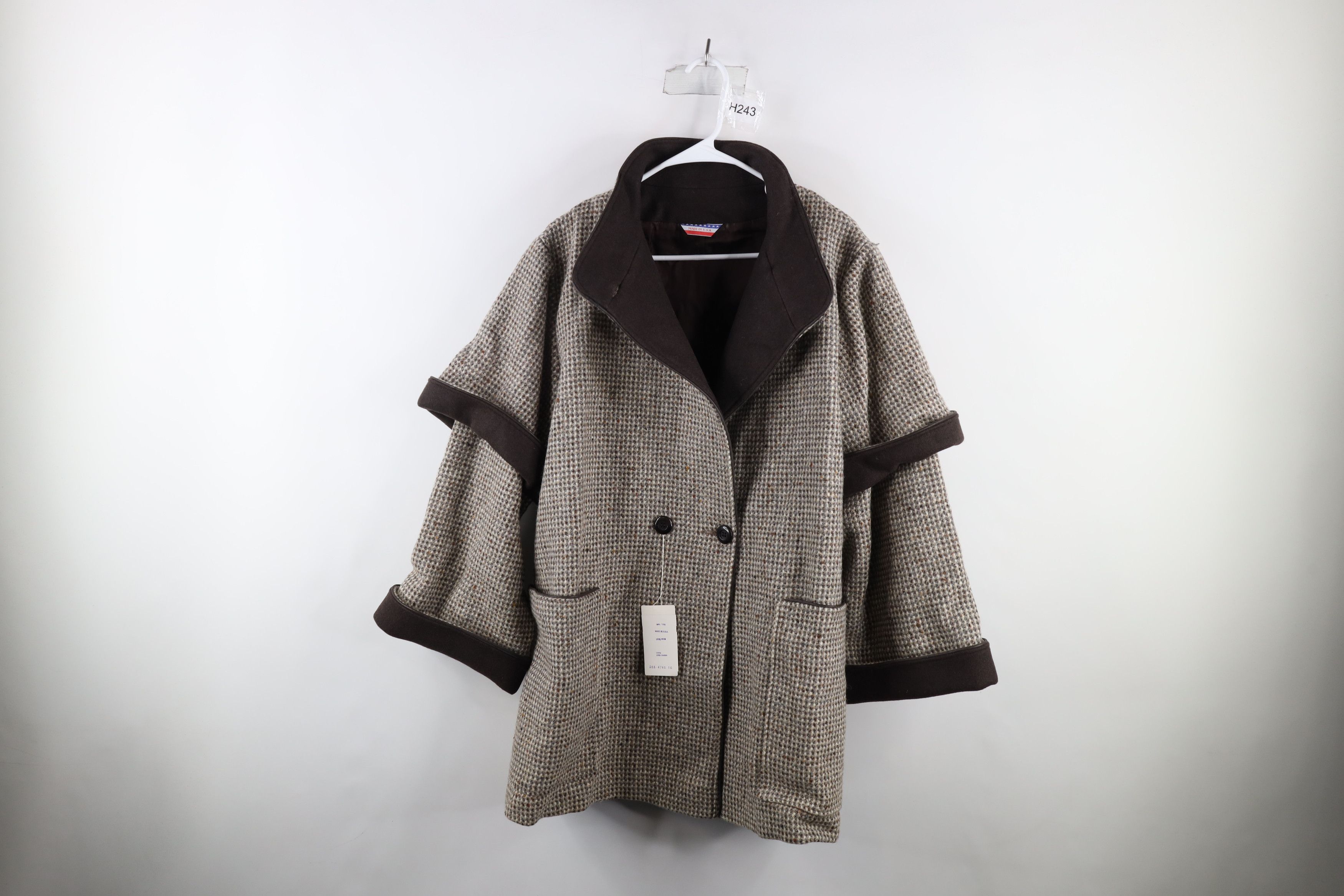 image of Deadstock Vintage 70's Streetwear Wool Tweed Jacket Coat Usa, Women's (Size 2XL)