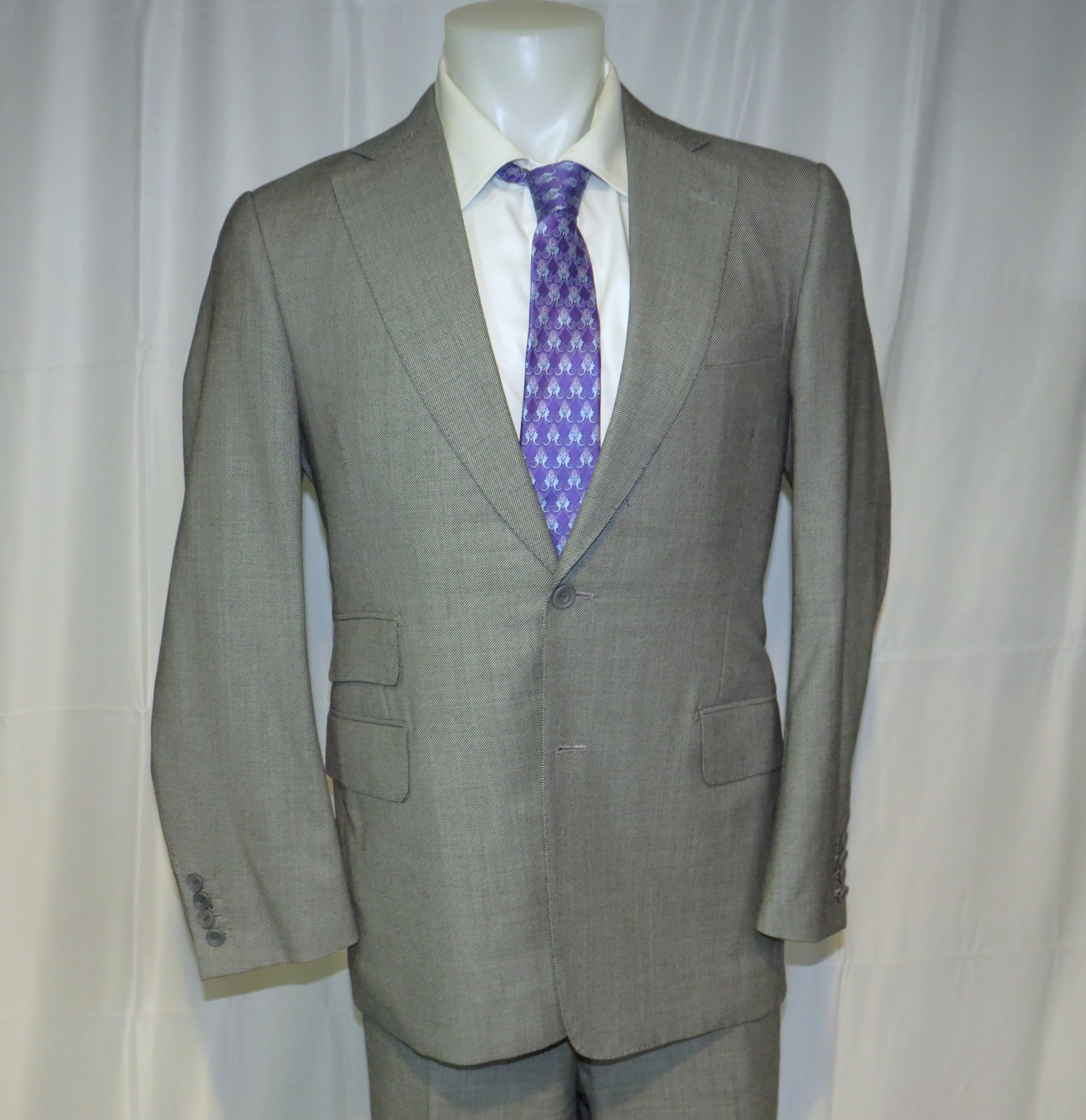 Henry Poole × Savile Row Bespoke Gray Birdseye Two Button Suit 36S Size 36S - 8 Thumbnail