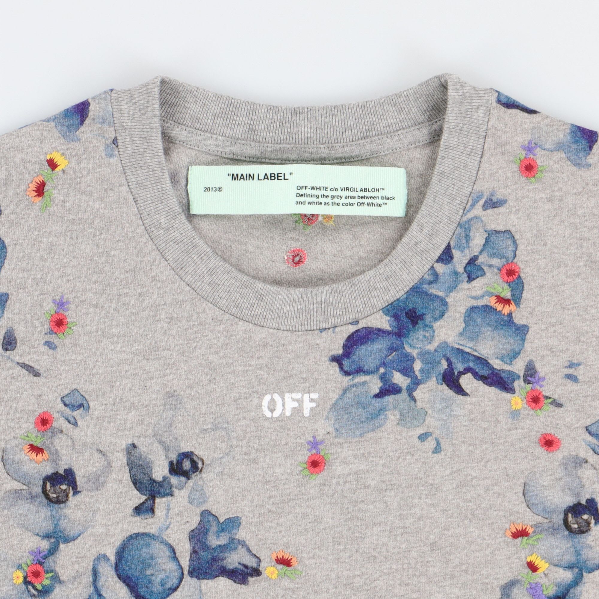 Off-White x Browns Grey Embroidered Floral Woman T-Shirt Size XS / US 0-2 / IT 36-38 - 4 Thumbnail