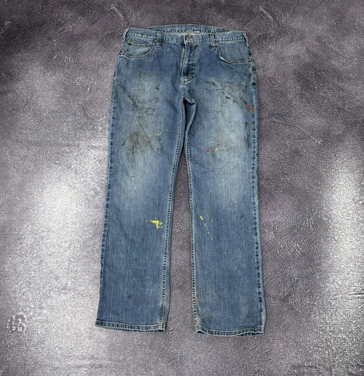 Carhartt × Vintage Vintage Carhartt Faded Blue Relaxed Fit Painted Hype Jeans Size US 38 / EU 54 - 2 Thumbnail