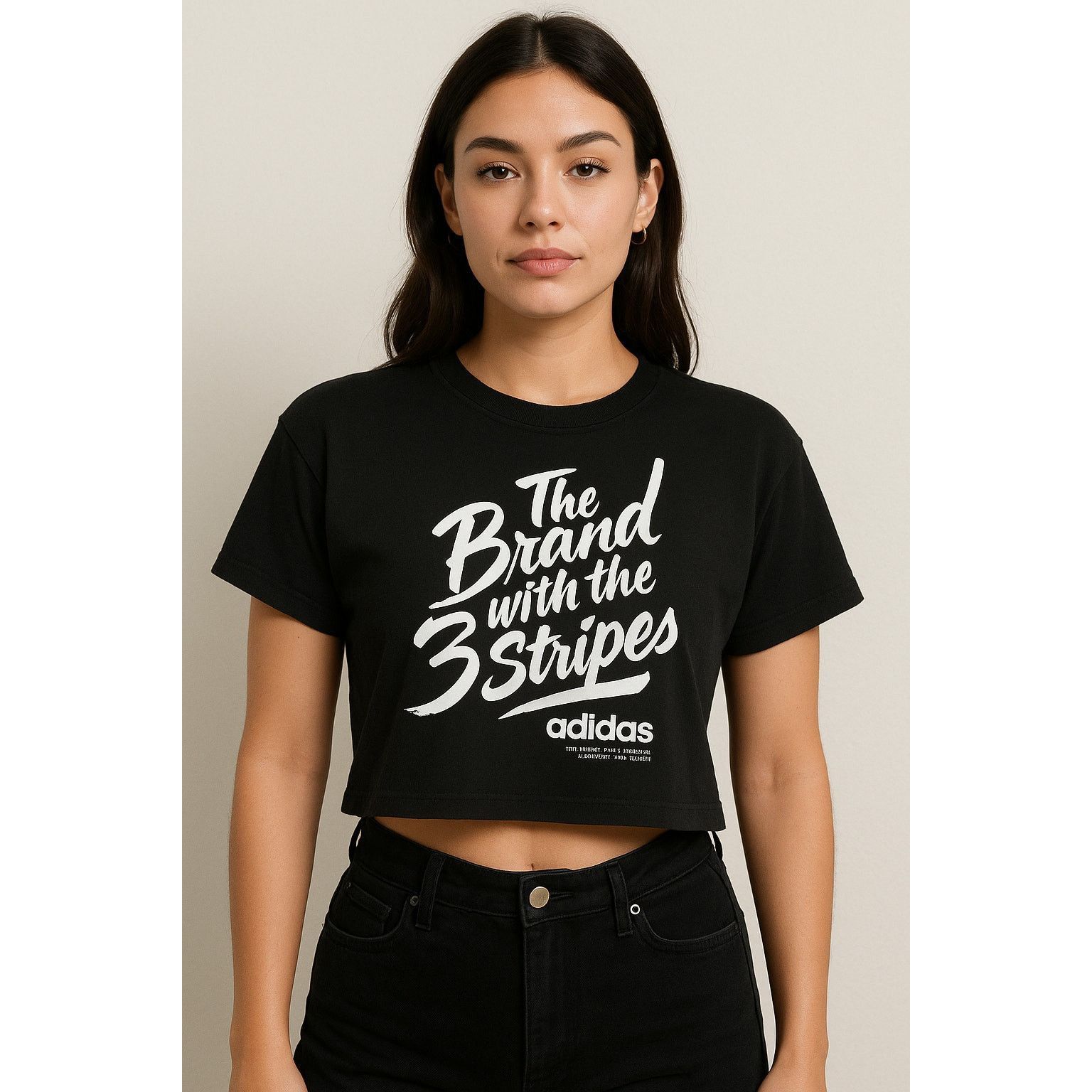 Adidas Streetwear Graphic Black Cropped Tee Adidas Size L / US 10 / IT 46 - 1 Thumbnail