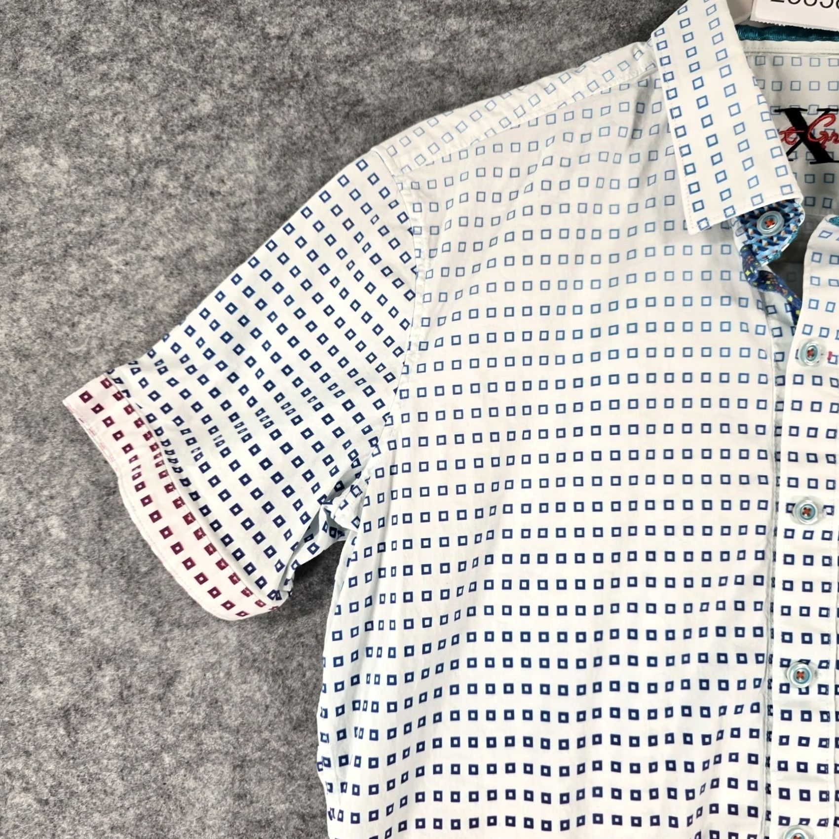 Robert Graham Robert Graham Shirt Mens Medium Tailored Fit Short Sleeve Button Up White Multi Size US M / EU 48-50 / 2 - 3 Thumbnail