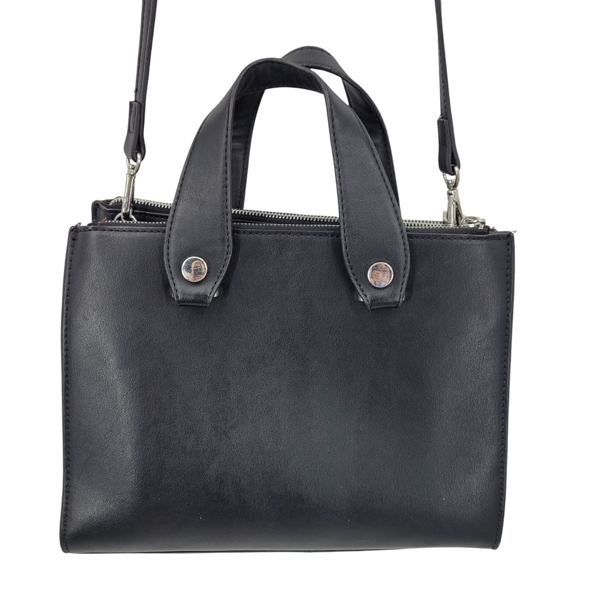 Mango MNG Black Vegan Faux Leather Double Top Handle Crossbody Bag Size ONE SIZE - 5 Thumbnail