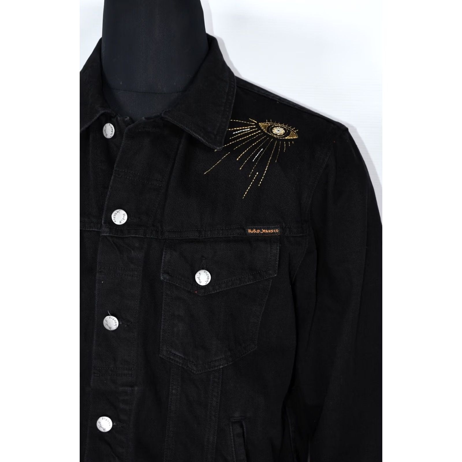 Nudie Jeans Nudie Jeans Bobby Heaven and Hell Embroidered Black Denim Jacket L Mens Size US 33 - 7 Thumbnail