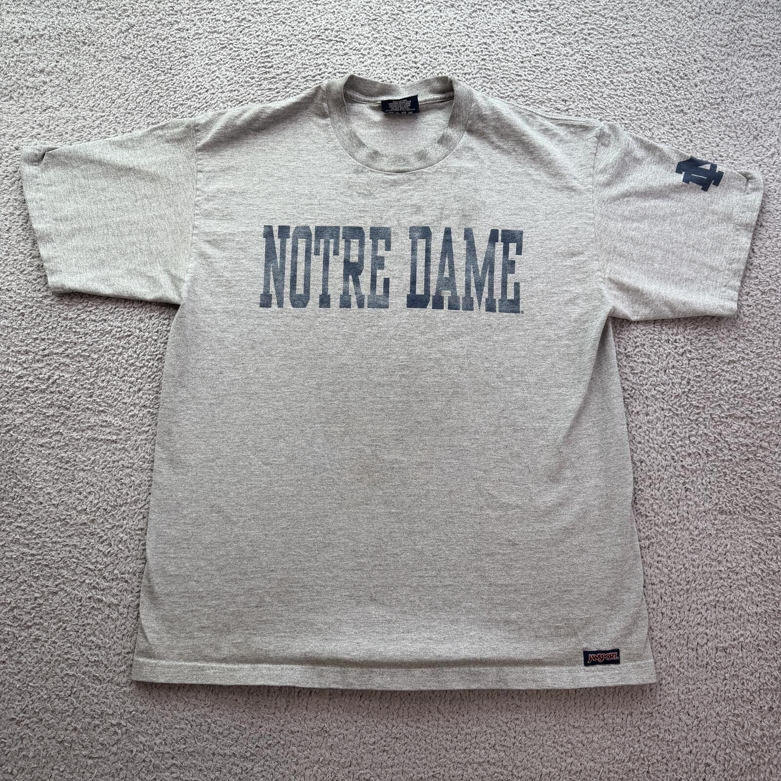 Jansport Vintage Notre Dame T Shirt JanSport Made In USA Grey L 90s Size US L / EU 52-54 / 3 - 1 Thumbnail