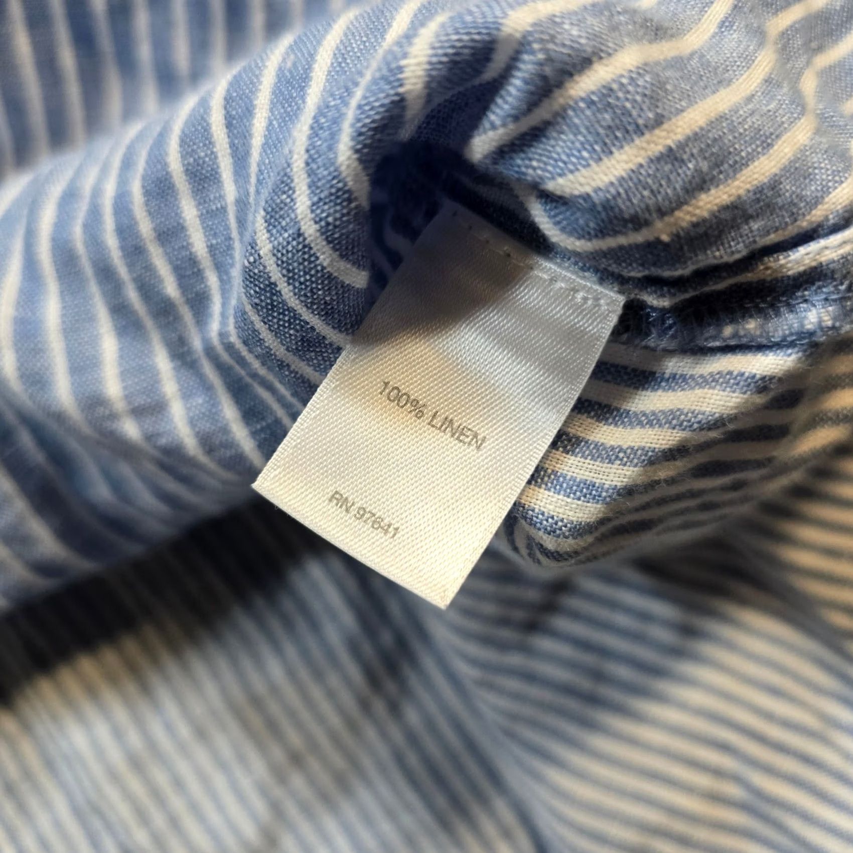 J. Jill J. Jill Top Women Large Blue Stripe Linen Button Long Sleeve Beach Casual Coastal Size L / US 10 / IT 46 - 7 Thumbnail