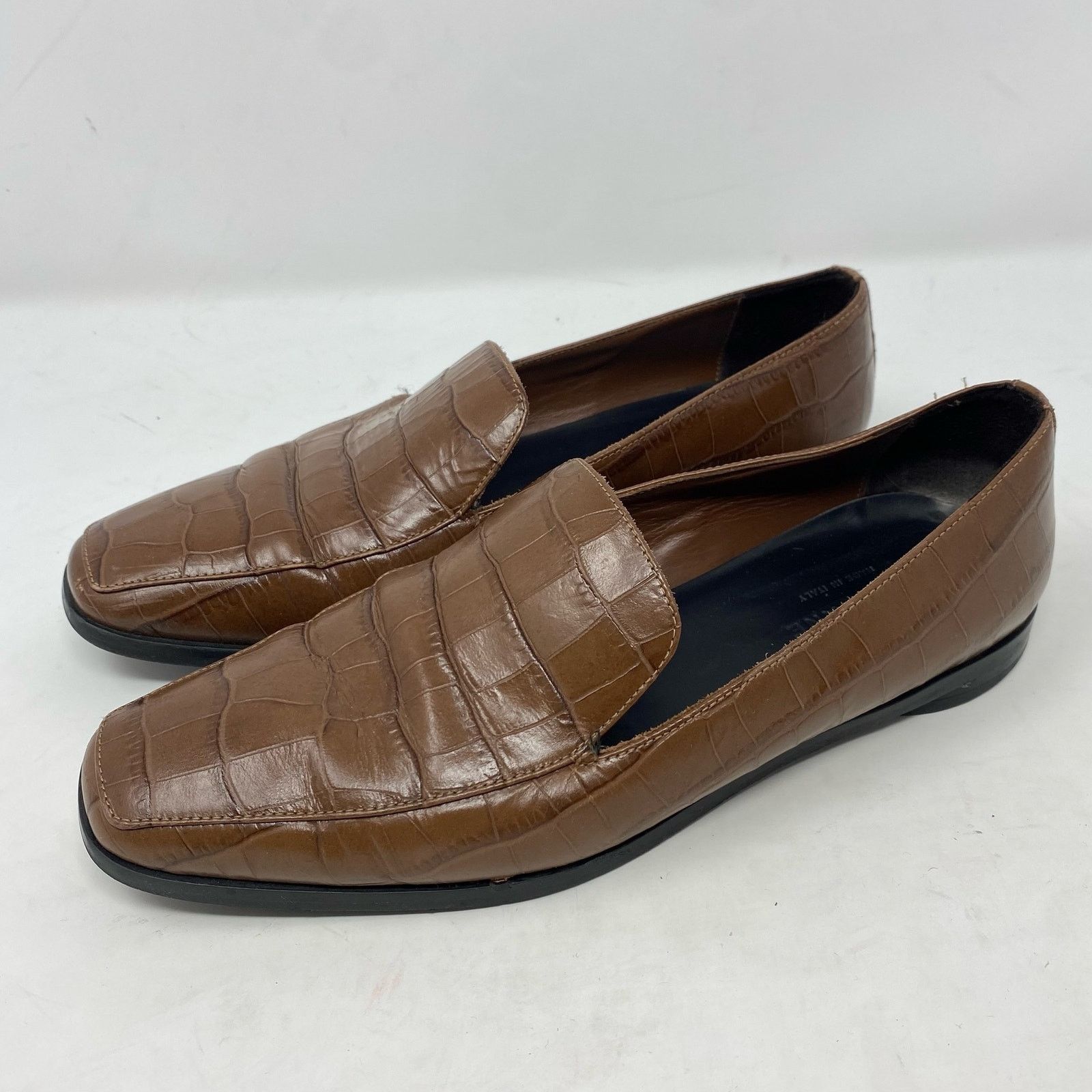 Everlane Everlane Brown Crocodile Embossed Leather Loafers Size 7.5 Size US 7.5 / IT 37.5 - 1 Thumbnail