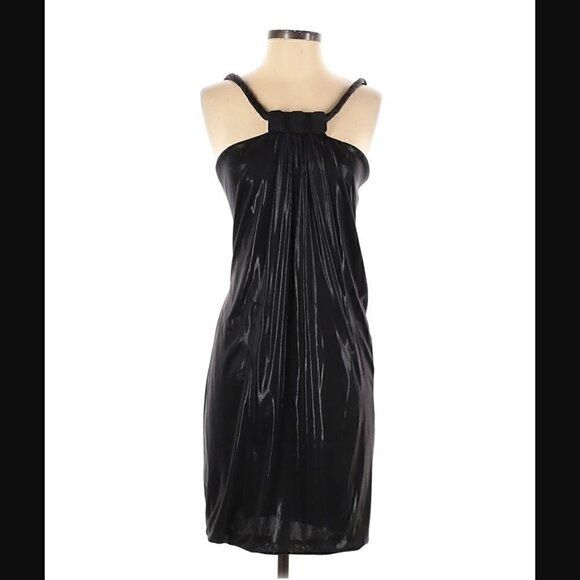 Yigal Azrouel Yigal Azrouel Black Draped Wet Look Bubble Hem Dress Small Size S / US 4 / IT 40 - 1 Thumbnail