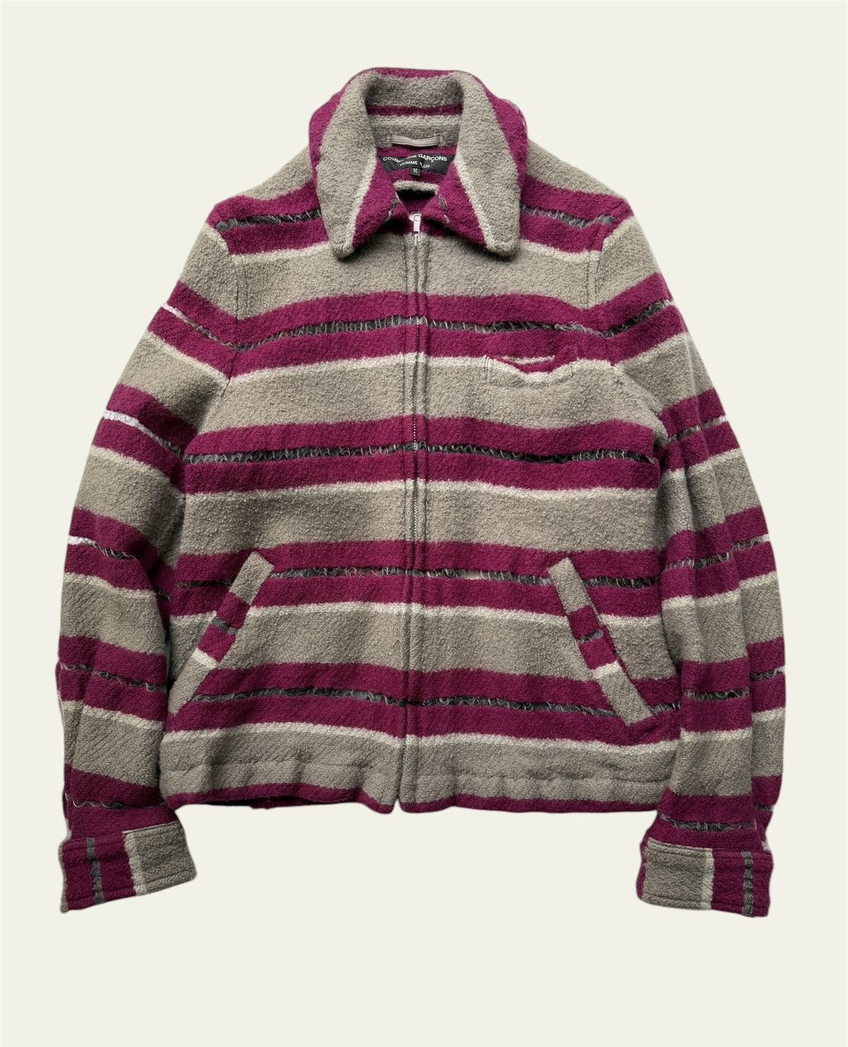 Pre-owned Comme Des Garcons X Comme Des Garcons Homme Plus Comme Des Garçons Homme Plus 04' Stripe Transparency Jacket (size Medium) In Multi