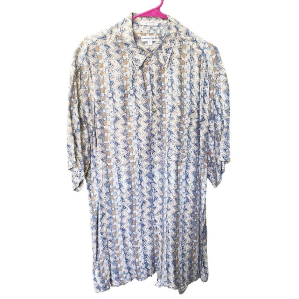 Pierre Cardin CT1536 Pierre Cardin Vintage Blue & Tan Abstract Shirt XL Size US XL / EU 56 / 4 - 1 Thumbnail