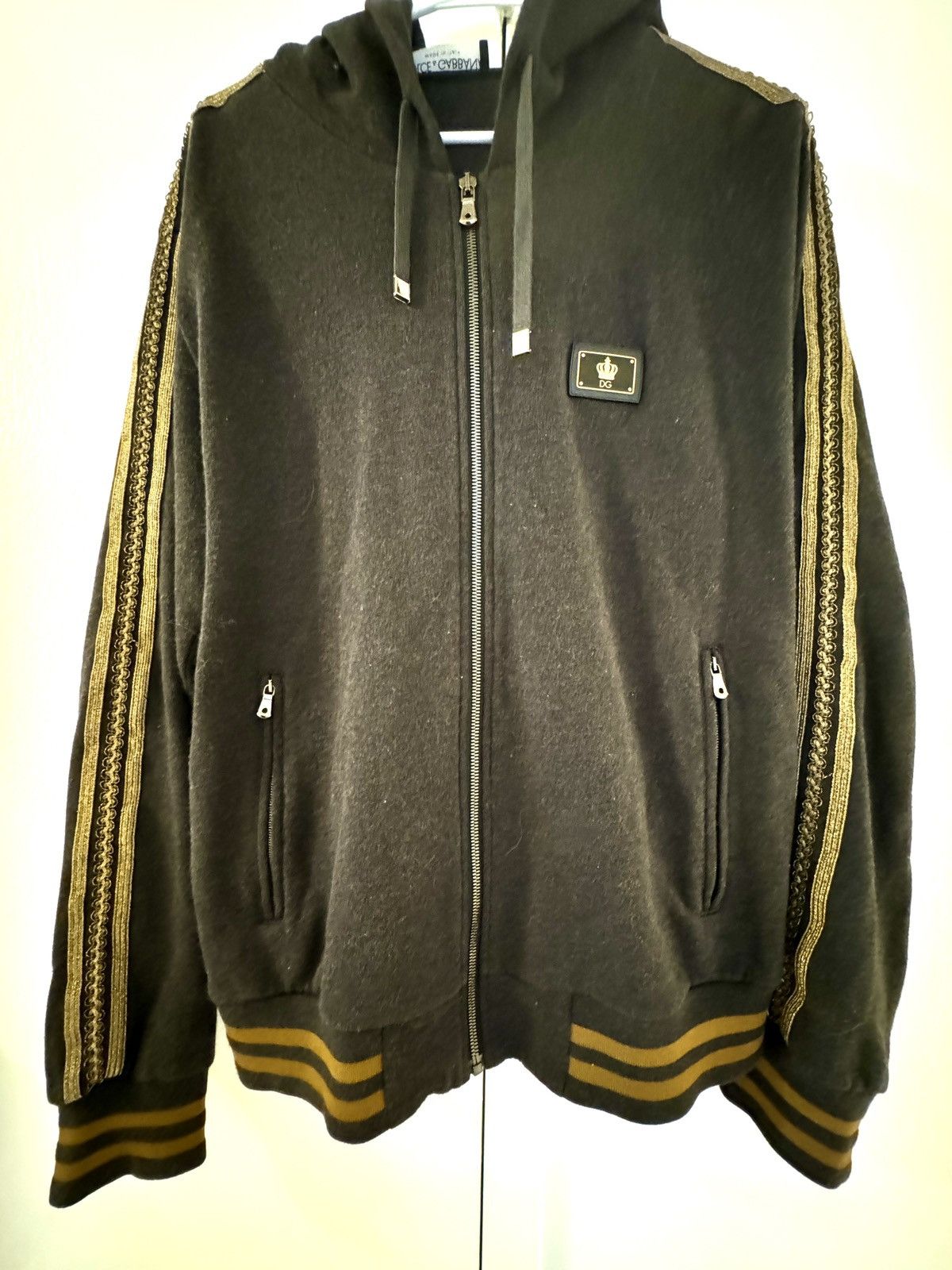 Dolce & Gabbana D&G Zip Up Hoodie (Brown/Gold) Size US L / EU 52-54 / 3 - 1 Thumbnail