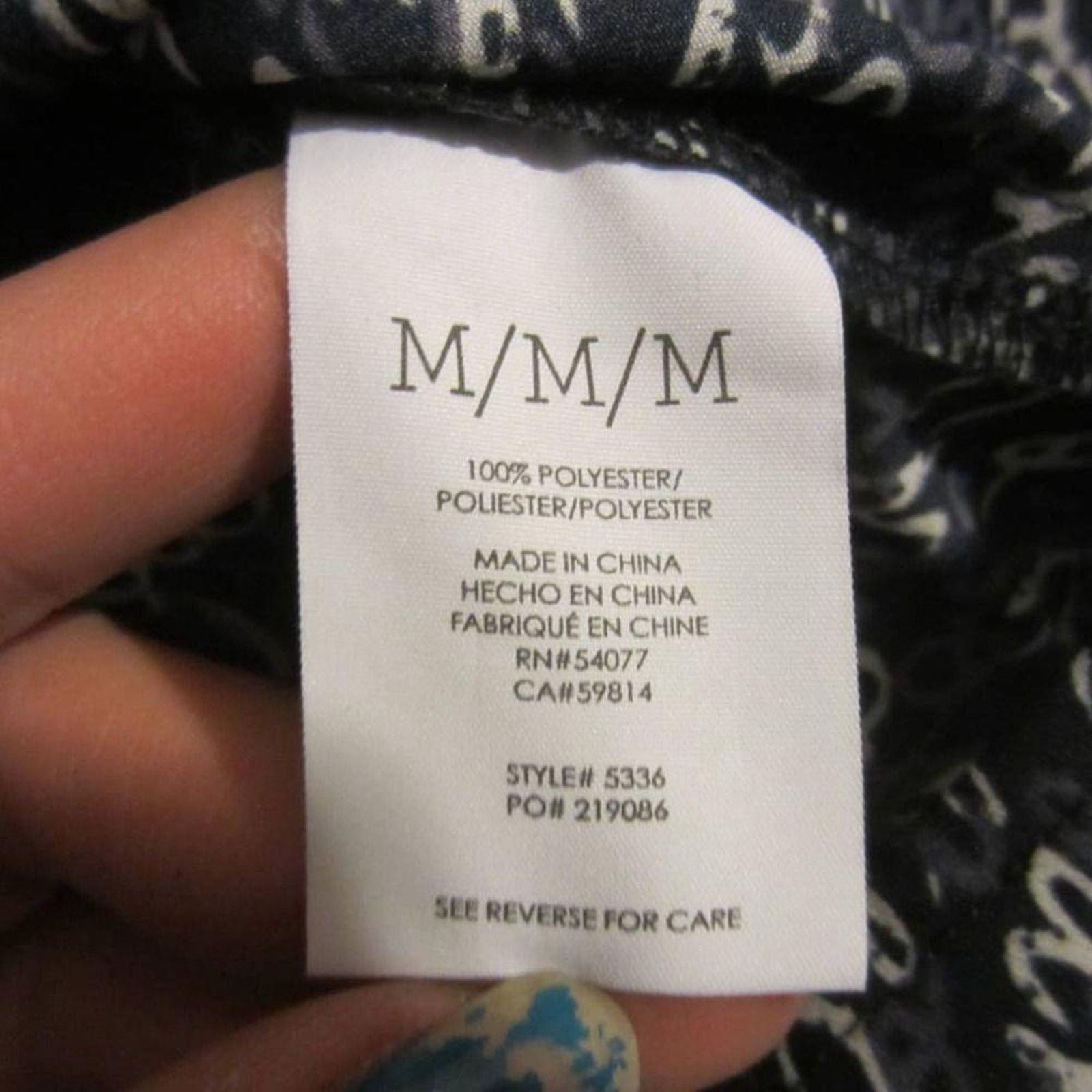 Other Boho Script Print Balloon Sleeve Navy Blouse Cabi Size M Size M / US 6-8 / IT 42-44 - 5 Thumbnail