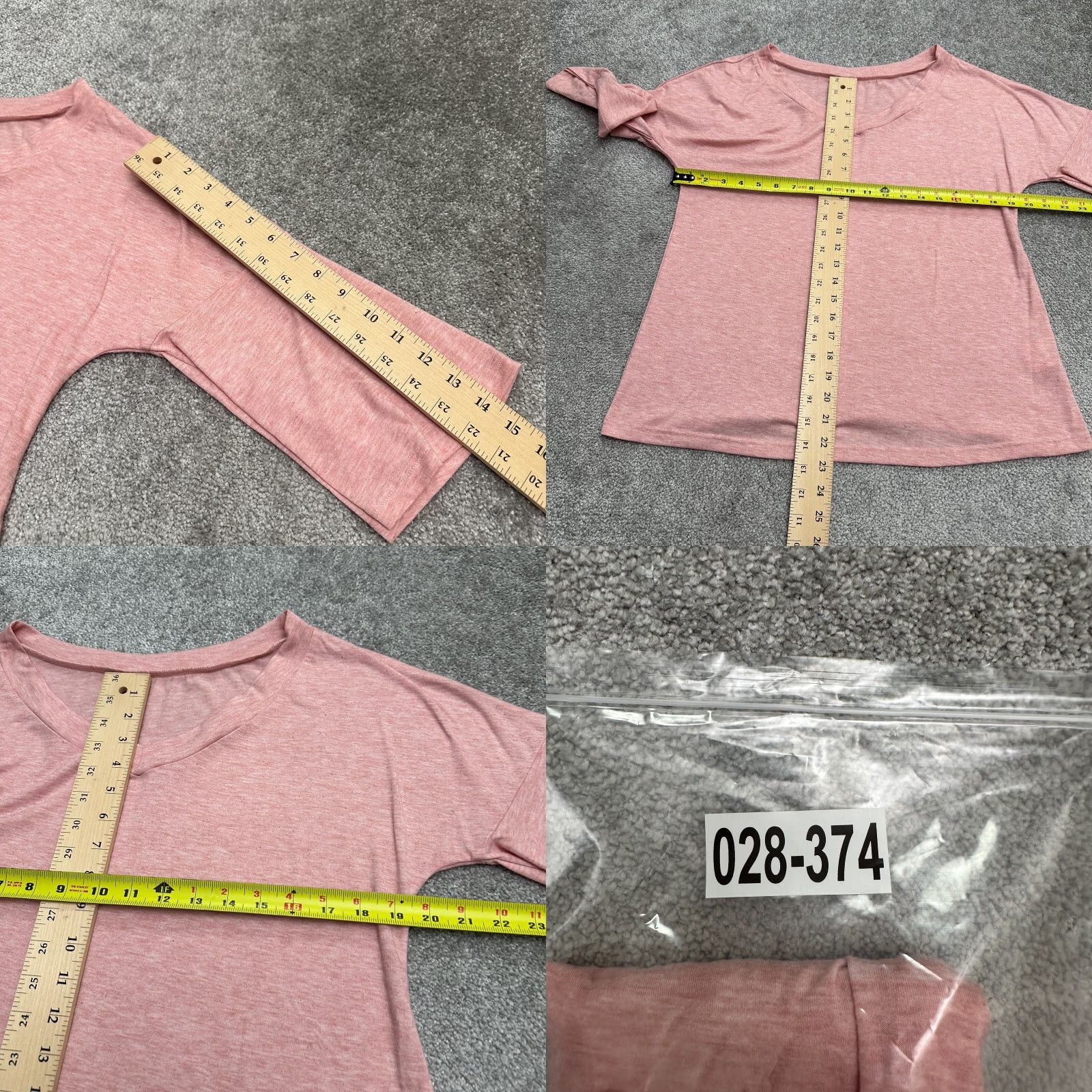 Bell Unbranded Blouse Women M Pink 3/4 Sleeve V-Neck Knit Cotton Nylon Size M / US 6-8 / IT 42-44 - 8 Thumbnail