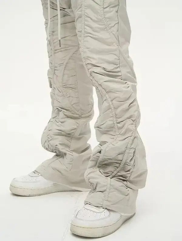 VIBE Beige Stack Plated Wide Flared Sweatpants Size US 32 / EU 48 - 5 Thumbnail