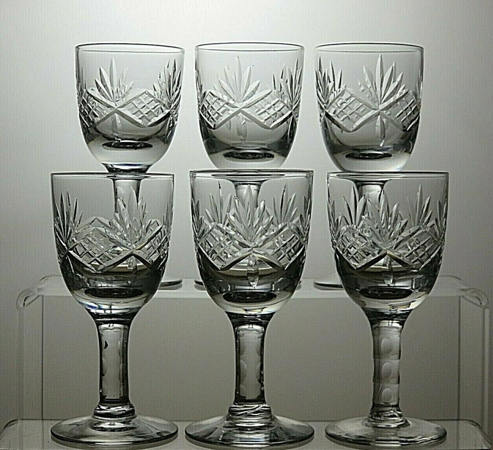 Starter Stuart Crystal Cut Stem Set Of 6 Sherry Glasses 4 1/2" Size ONE SIZE - 3 Thumbnail