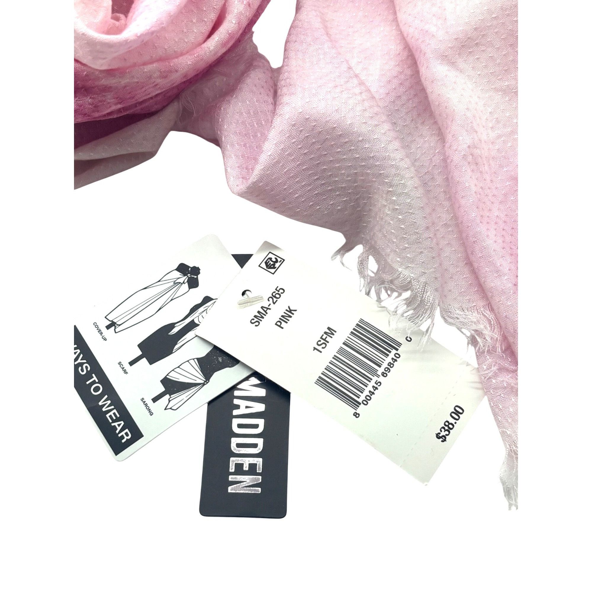Steve Madden Steve Madden Two-Tone Tie-Dyed Scarf, OS, PInk Size ONE SIZE - 4 Thumbnail