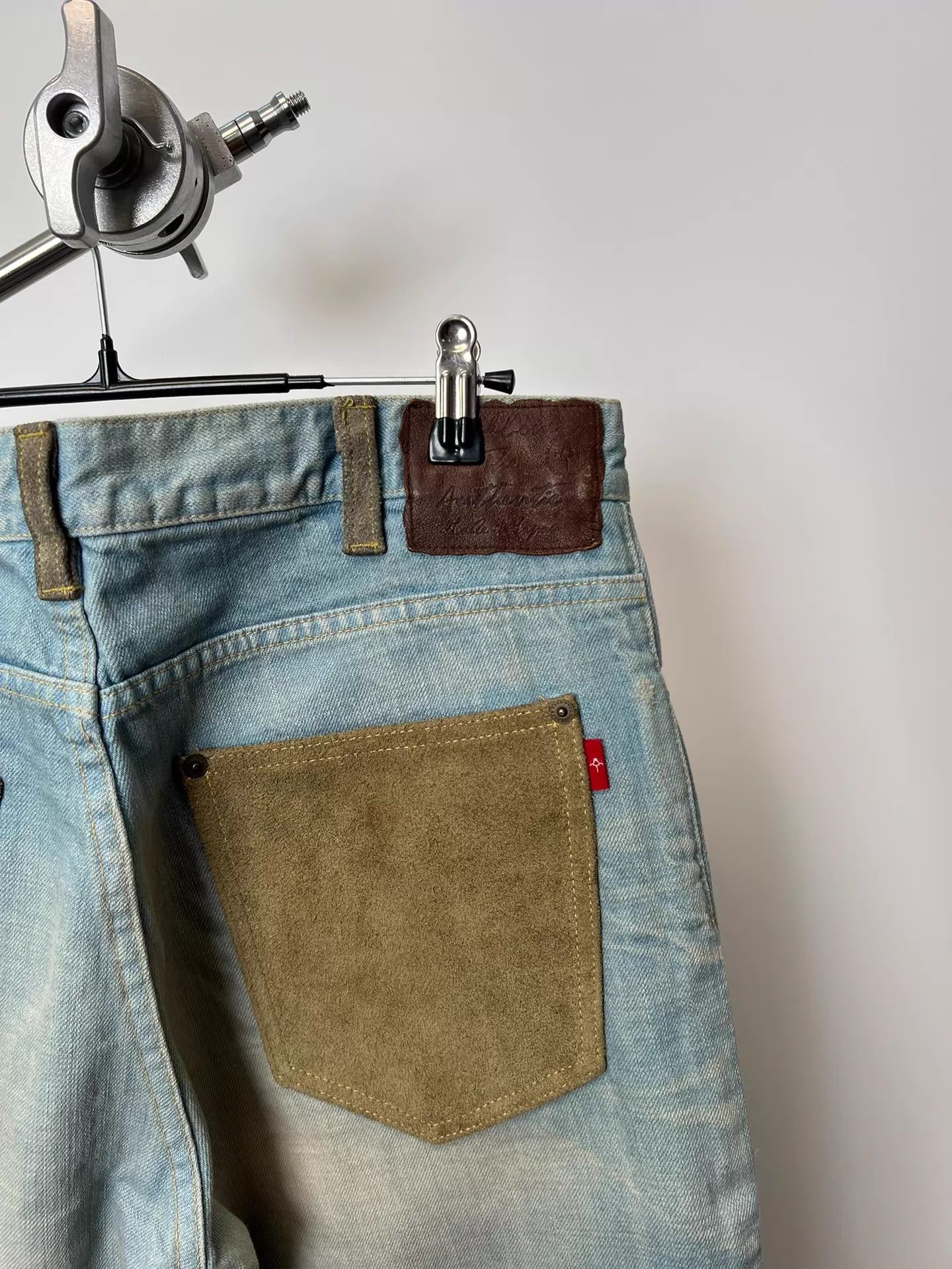 Vintage Vintage Japanese Washed Distress Suede Panel Jeans Size US 34 / EU 50 - 7 Thumbnail
