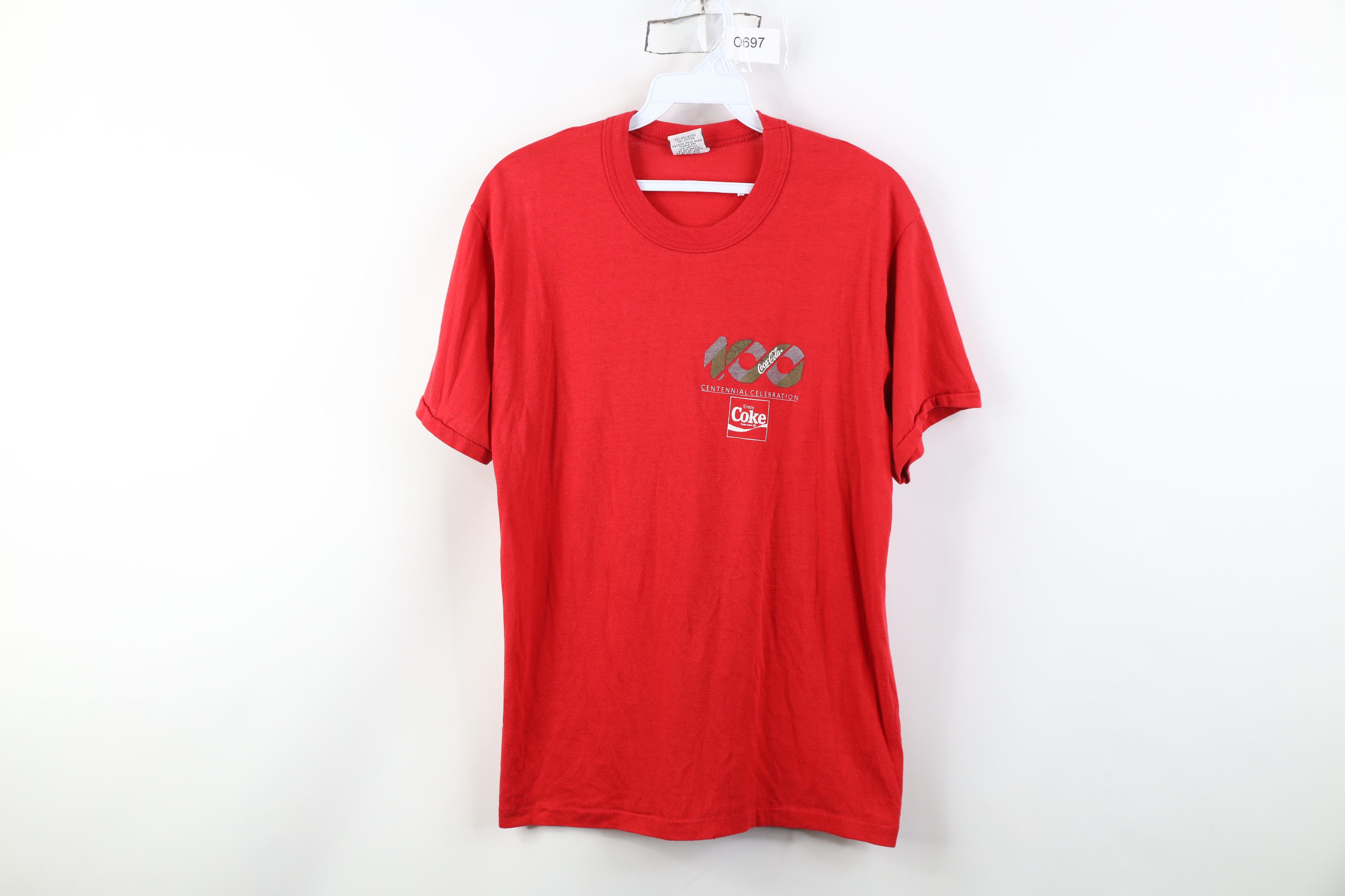 Vintage Vintage 80s Coca Cola 100 Year Anniversary T-Shirt Red USA Size L / US 10 / IT 46 - 1 Thumbnail