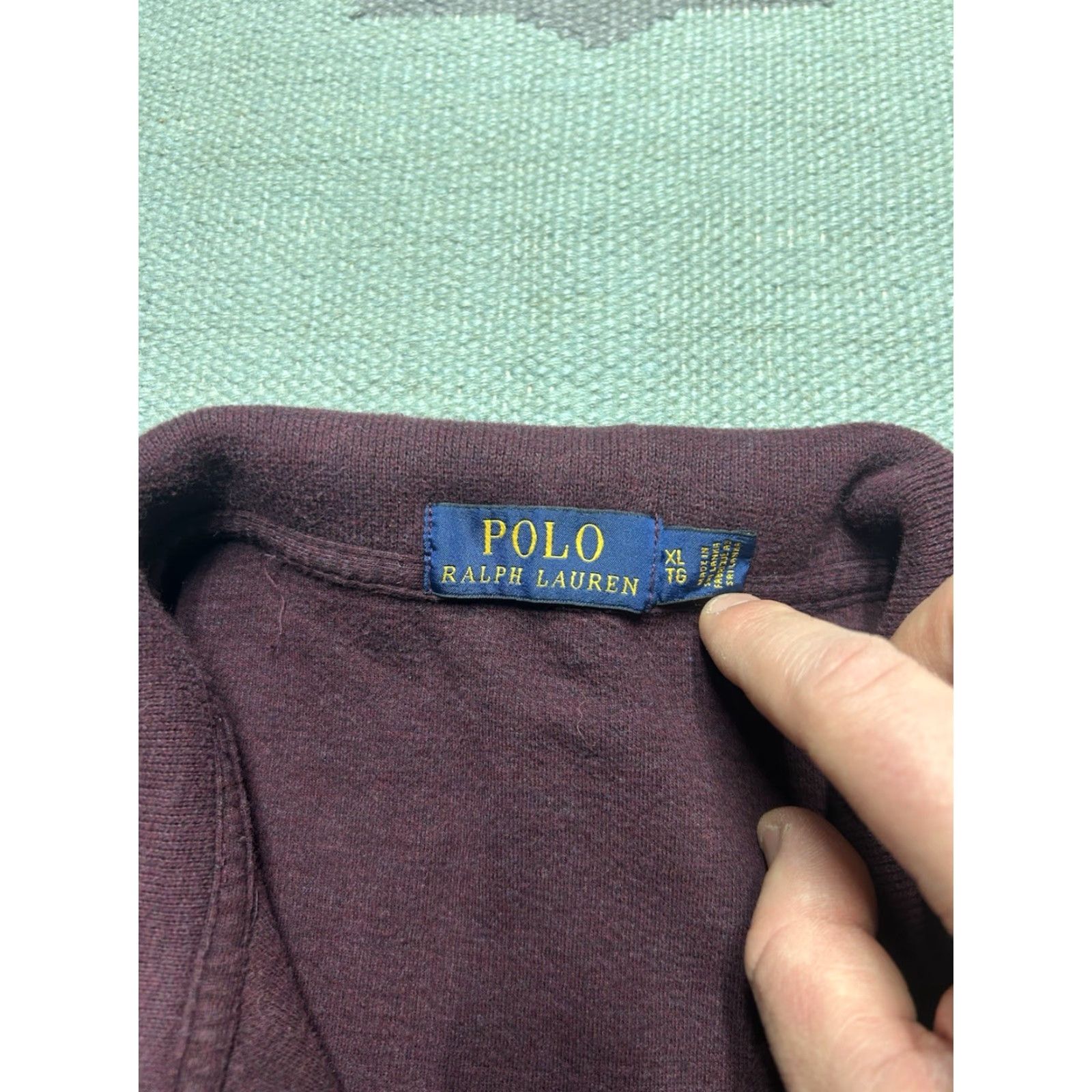 Ralph Lauren VINTAGE Polo Ralph Lauren 1/4 Zip Shirt Long Sleeve Sweater Cotton Maroon XL Men Size US XL / EU 56 / 4 - 4 Thumbnail