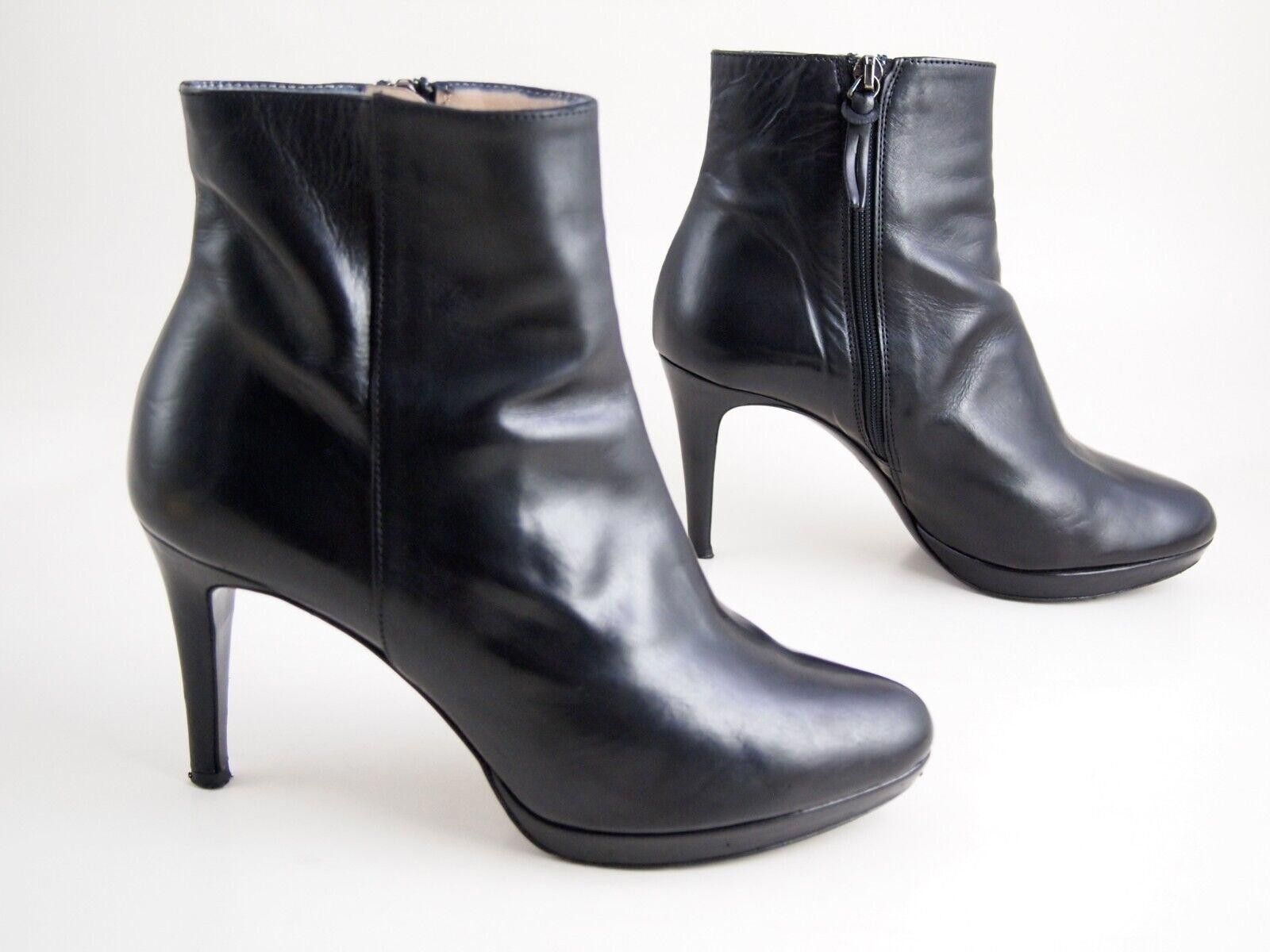 Designer Benci Brothers Booties Black Leather Mid Heel US 6.5 EU 36.5 Size US 6.5 / IT 36.5 - 4 Thumbnail