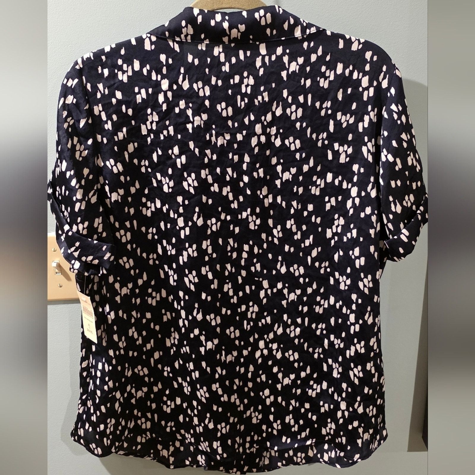 Coldwater Creek NWT Coldwater Creek Navy/White Short-Sleeve Button Up Shirt Size XL / US 12-14 / IT 48-50 - 2 Thumbnail