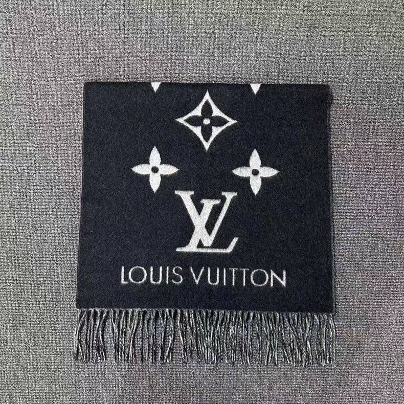 Louis Vuitton Louis Vuitton Black and white cashmere scarf Size ONE SIZE - 1 Thumbnail