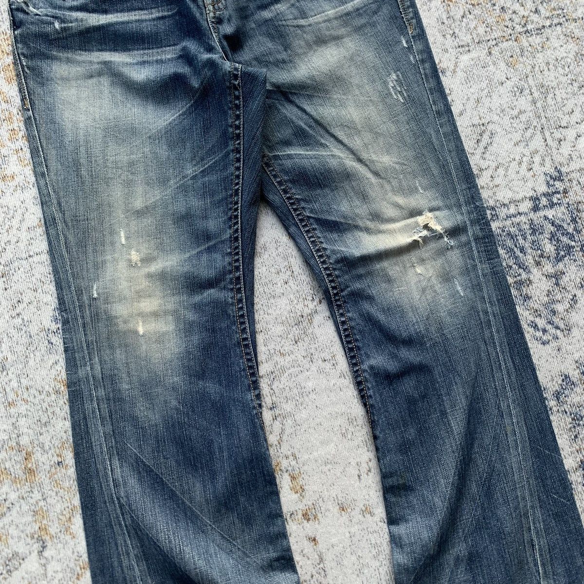 Japanese Brand × Vintage Rare Japanese Brand CLRide Blue Wash Distressed Flared Jeans Size US 34 / EU 50 - 4 Thumbnail
