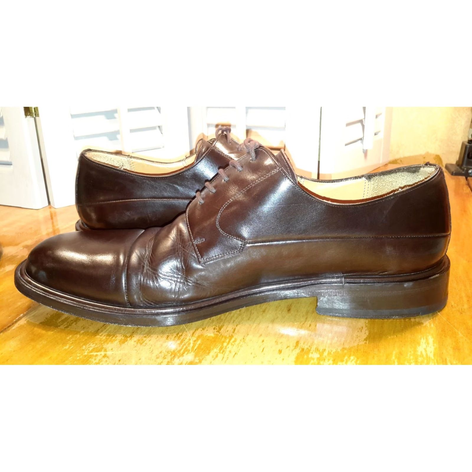Mezlan Mezlan Piazza Brown Leather Mens Oxford Cap-Toe Dress Shoes sz.10 M Spain Size US 10 / EU 43 - 6 Thumbnail