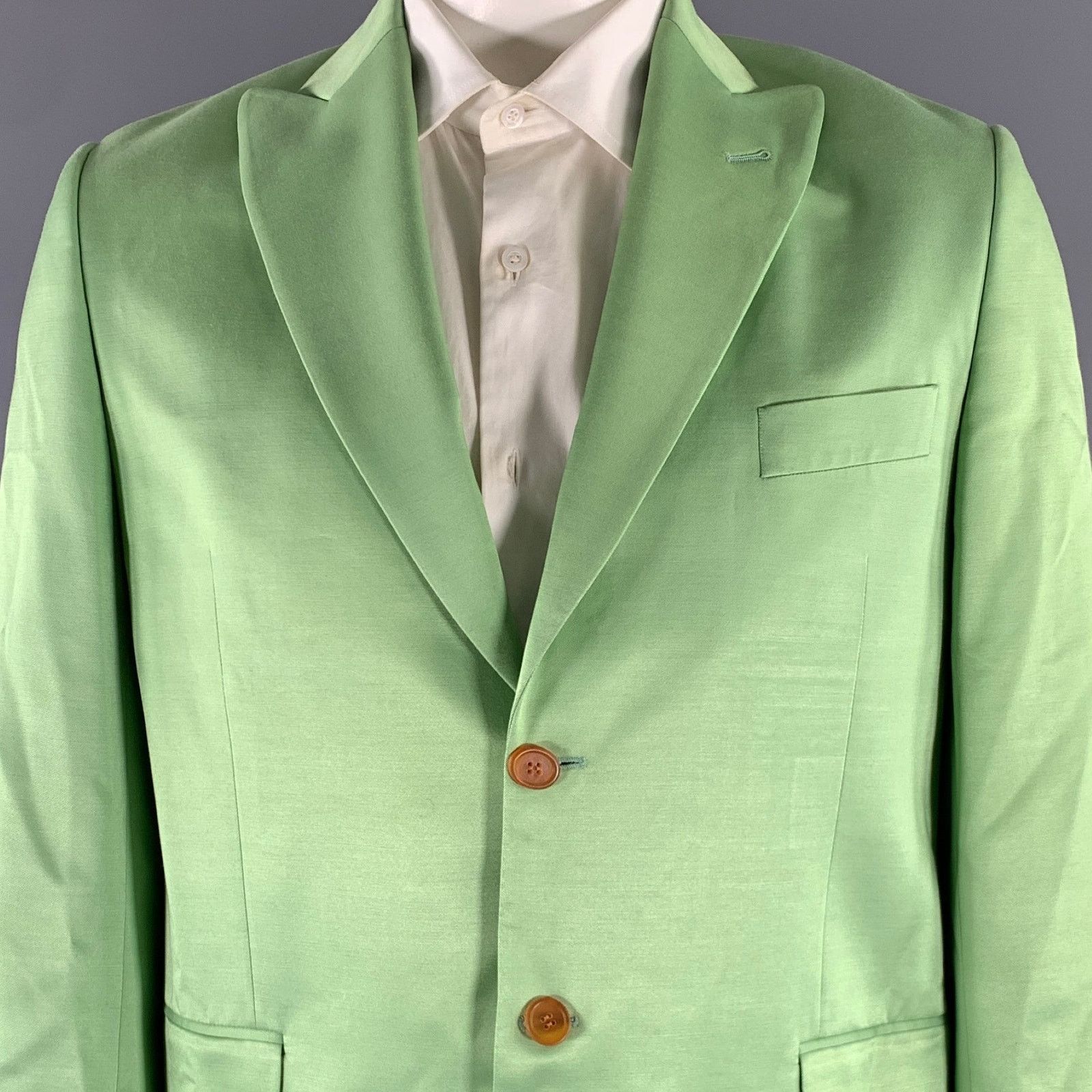 Acne Studios ACNE STUDIOS 42 Green Lime Viscose Blend Peak Lapel SC Size 42R - 2 Thumbnail