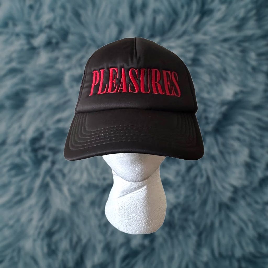 Pleasures Pleasures Hat Mens One Size Black Lithium Trucker Cap Sold Our Everywhere Red Embroidery Size ONE SIZE - 1 Thumbnail
