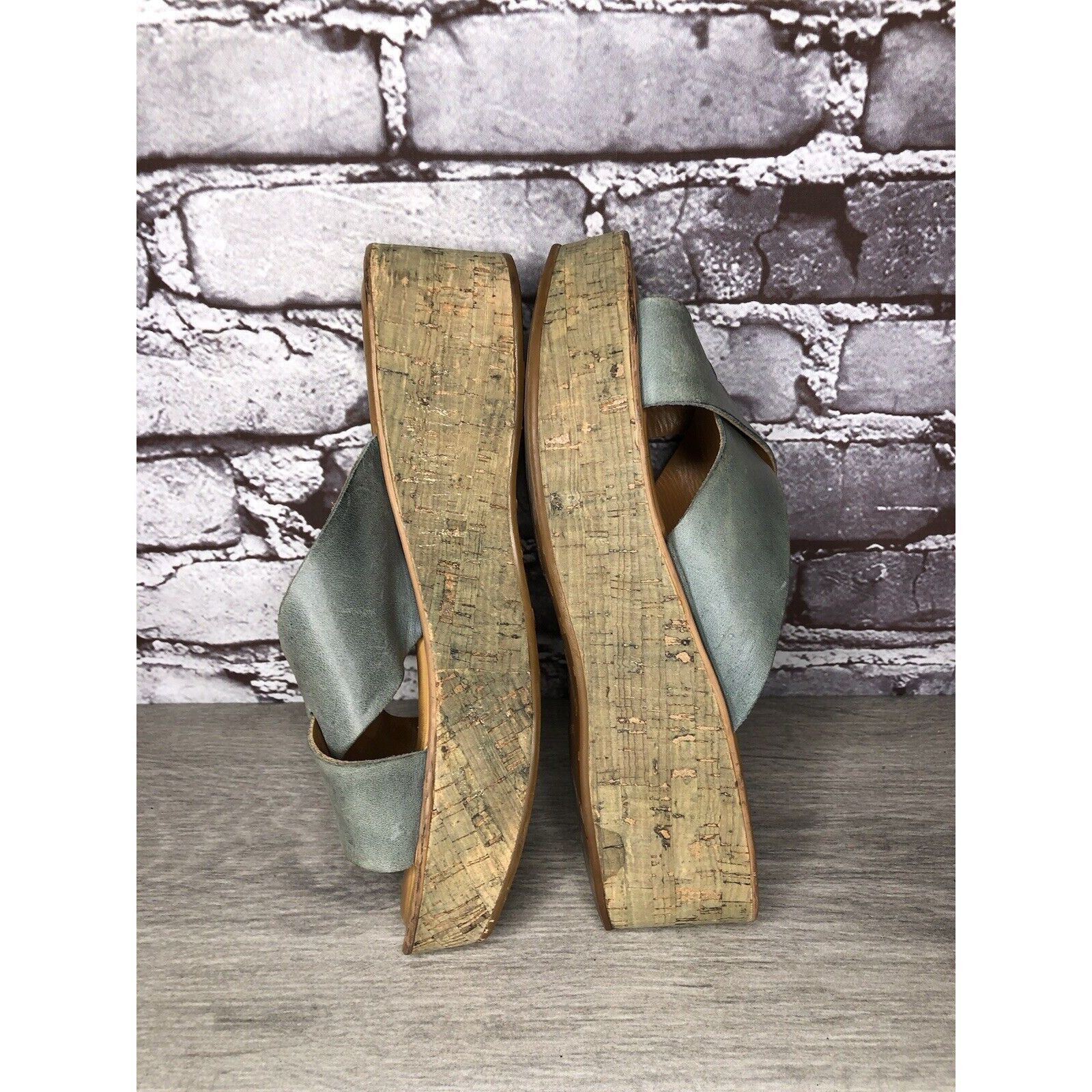 Other Kork-Ease Blue Leather Platform Cross Strap Cork Wedge Sanda Size US 8 / IT 38 - 18 Thumbnail