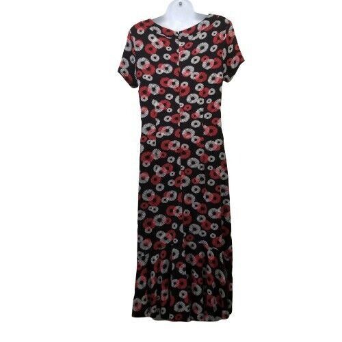 Vintage Hanna Andersson XS Dress Red Black Floral Ruffled Hem Maxi M Size XS / US 0-2 / IT 36-38 - 4 Thumbnail