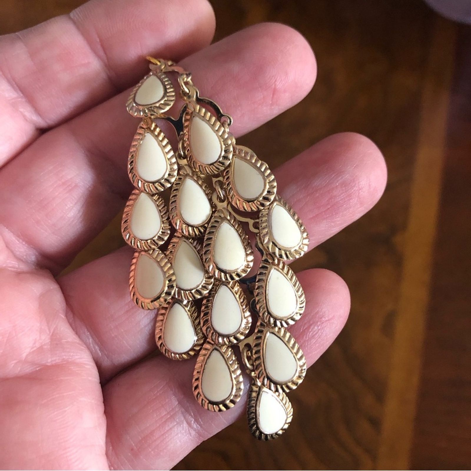 Handmade Hand crafted textured link chandelier pendant necklace Size ONE SIZE - 8 Thumbnail