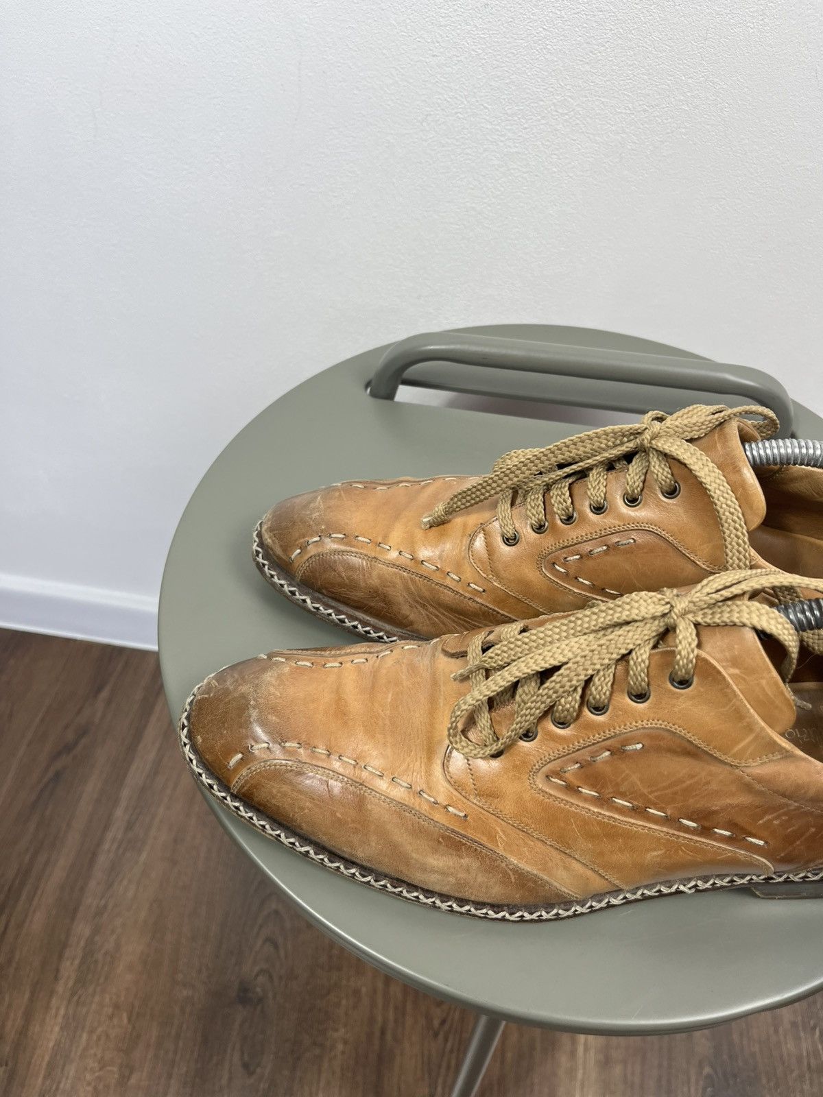 Leather Vintage Tan Leather Lace Up Shoes Hand Stitched Dress EU 42 Size US 9 / EU 42 - 8 Thumbnail