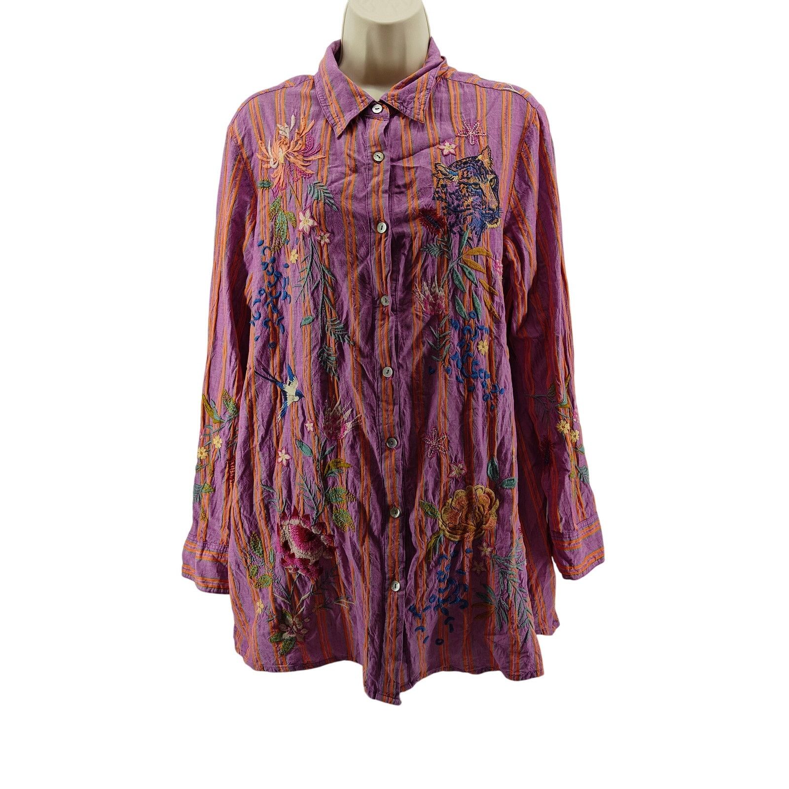 Johnny Was Johnny Was Indalo Button Down Shirt Tunic Womens Medium Size M / US 6-8 / IT 42-44 - 1 Thumbnail