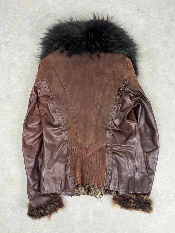 Roberto Cavalli 2000s Roberto Cavalli Brown Fur Leather Jacket Size S / US 4 / IT 40 - 5 Thumbnail