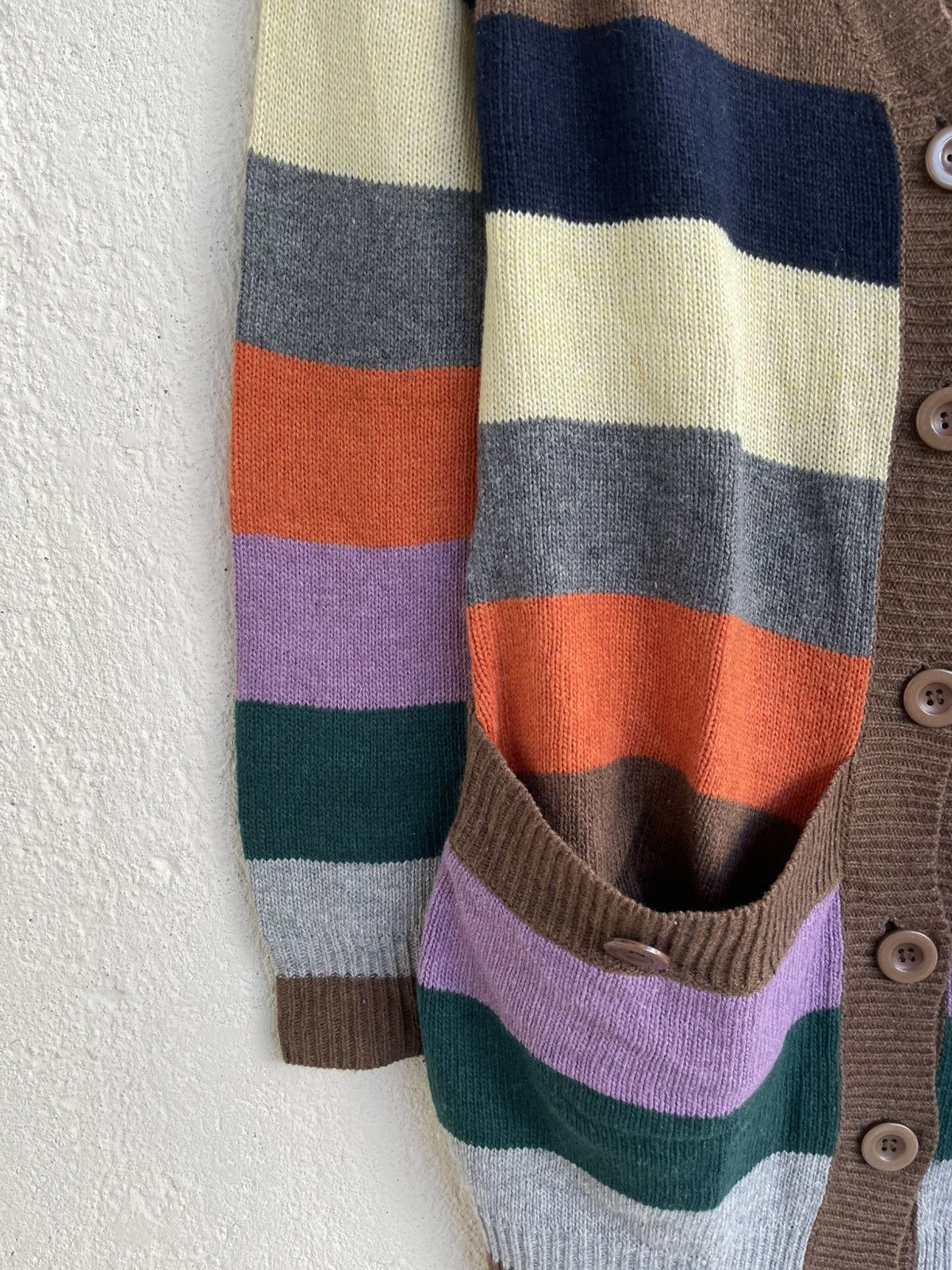 Issey Miyake 2000s Merci Multi Stripe Long Cardigan Hysteric Y’s CDG Miu Size M / US 6-8 / IT 42-44 - 3 Thumbnail