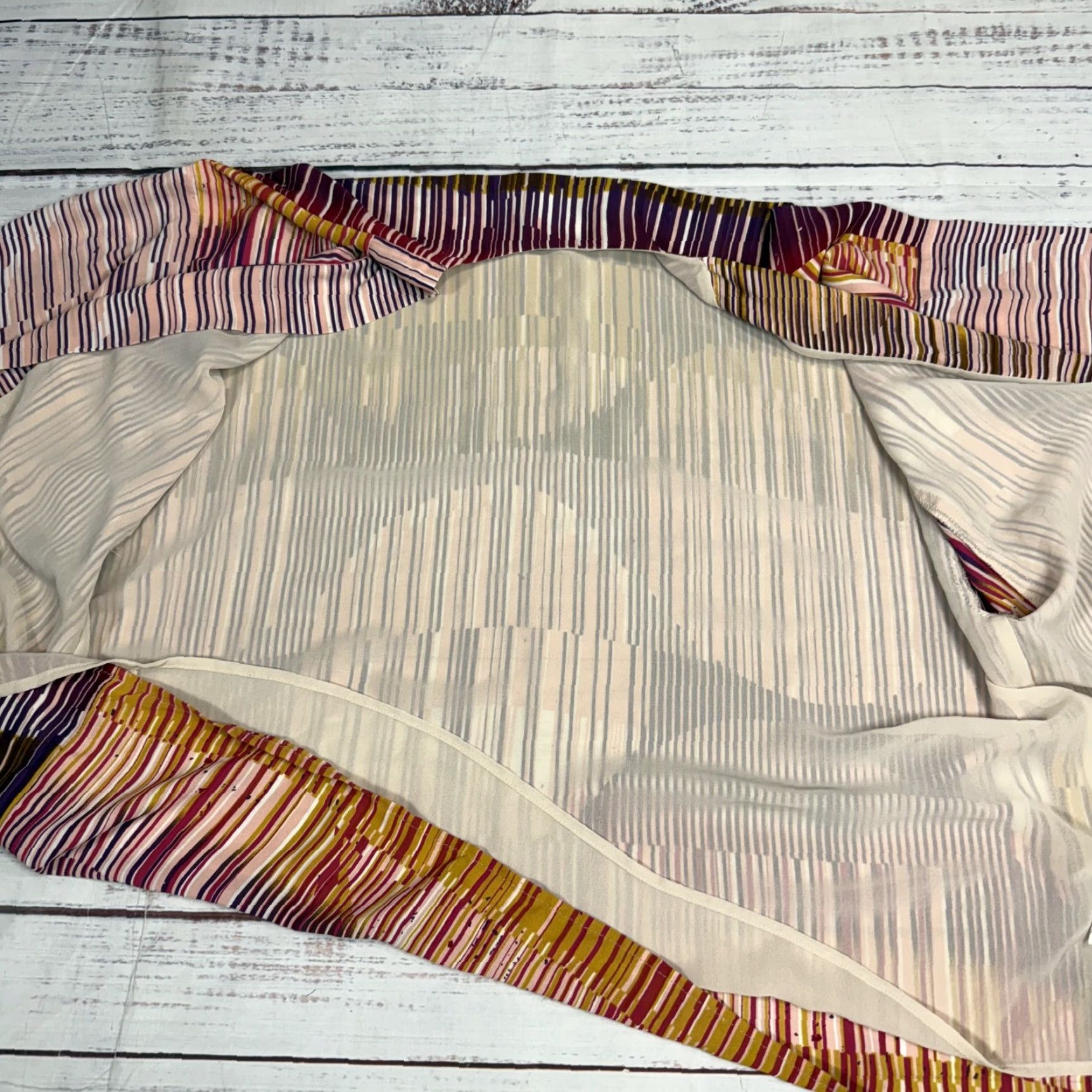 Vintage CAbi Cover Up Robe Open Front Pink Yellow Stripe Lightweight Sz M Womens Kimono Style Open Size ONE SIZE - 6 Thumbnail