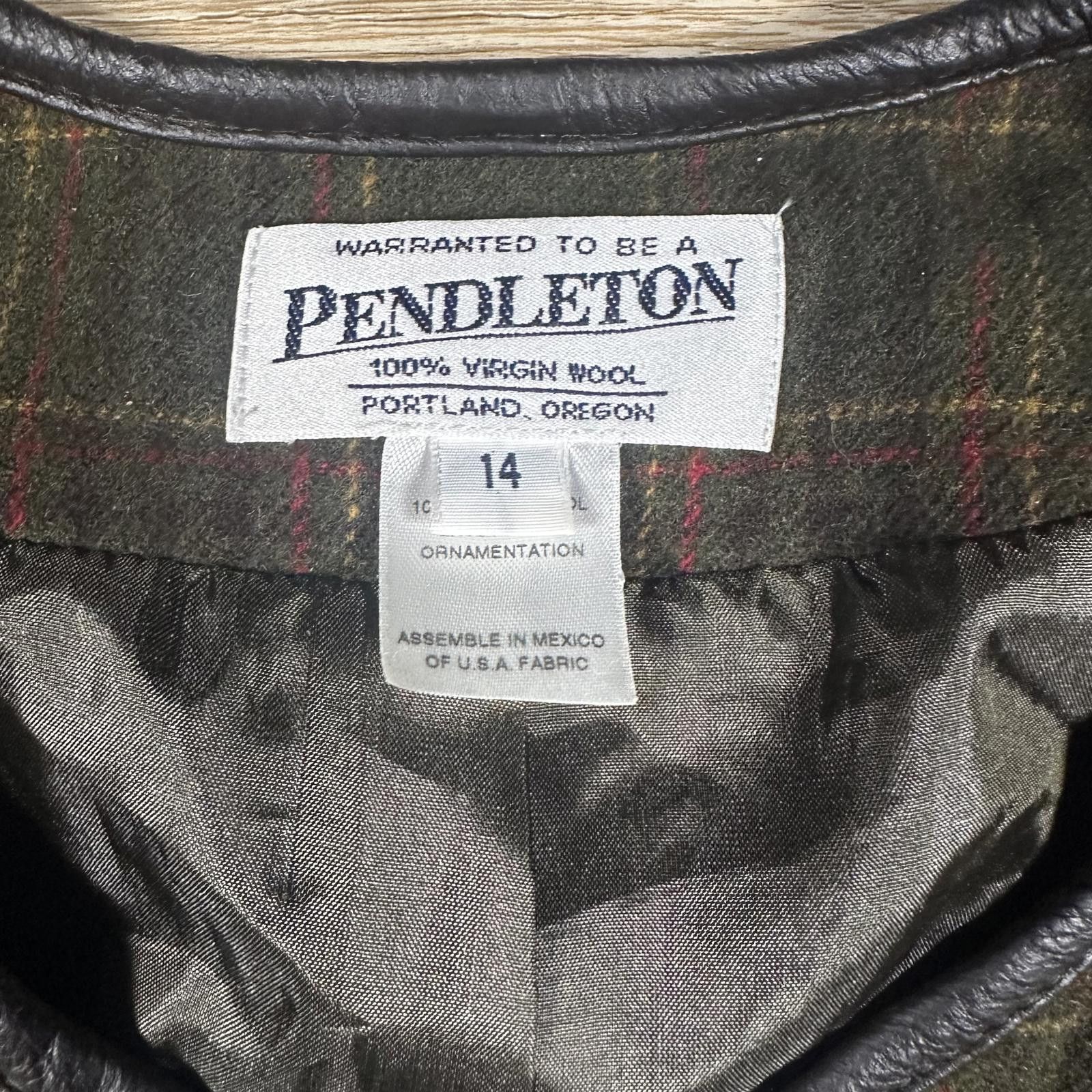 Pendleton Pendleton Women's Blazer Jacket 14 Green Plaid Wool Vintage Size XL / US 12-14 / IT 48-50 - 3 Thumbnail