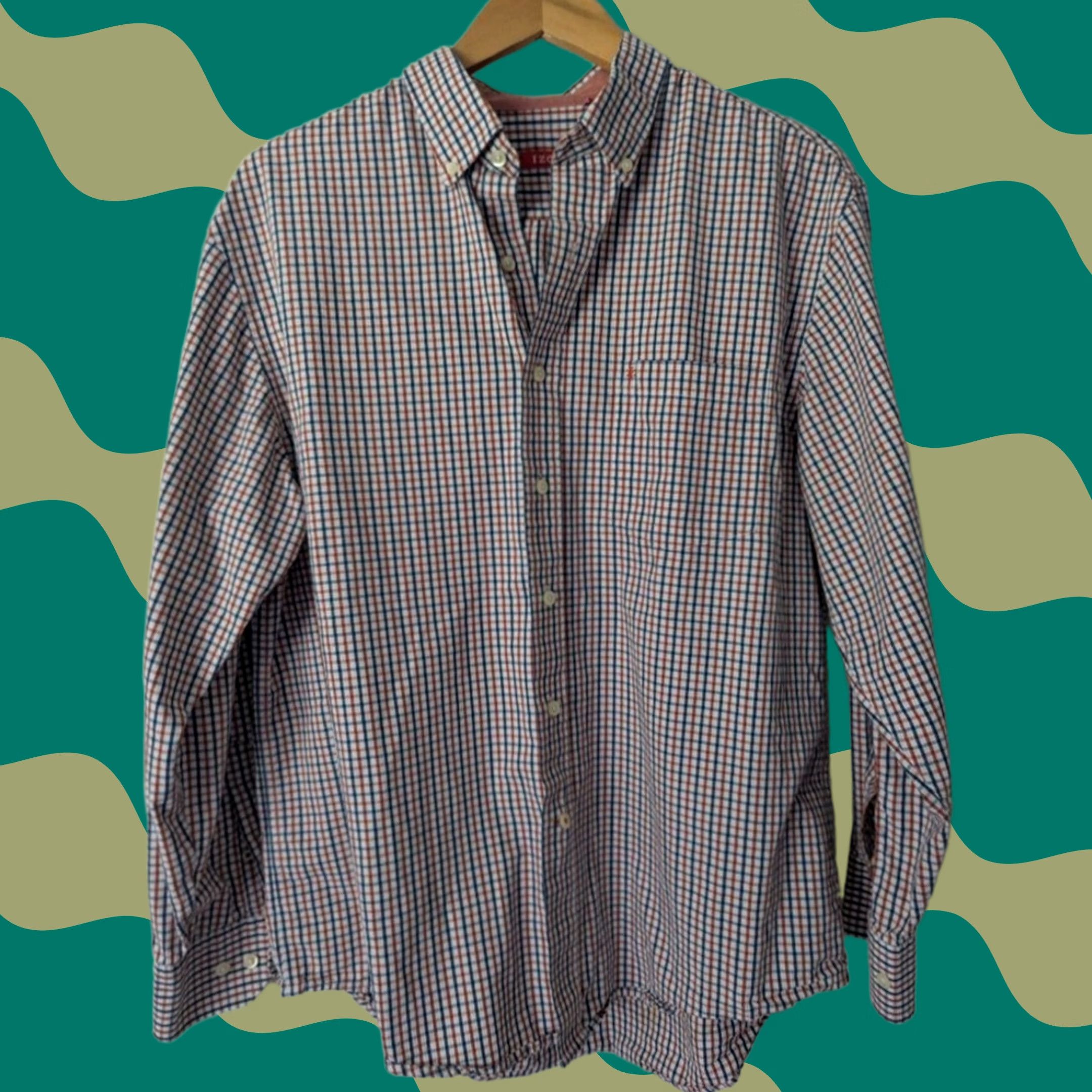 Izod IZOD Blue Orange Tattersall Check Cotton Long Sleeve Button Down Shirt Mens L Size US L / EU 52-54 / 3 - 1 Thumbnail