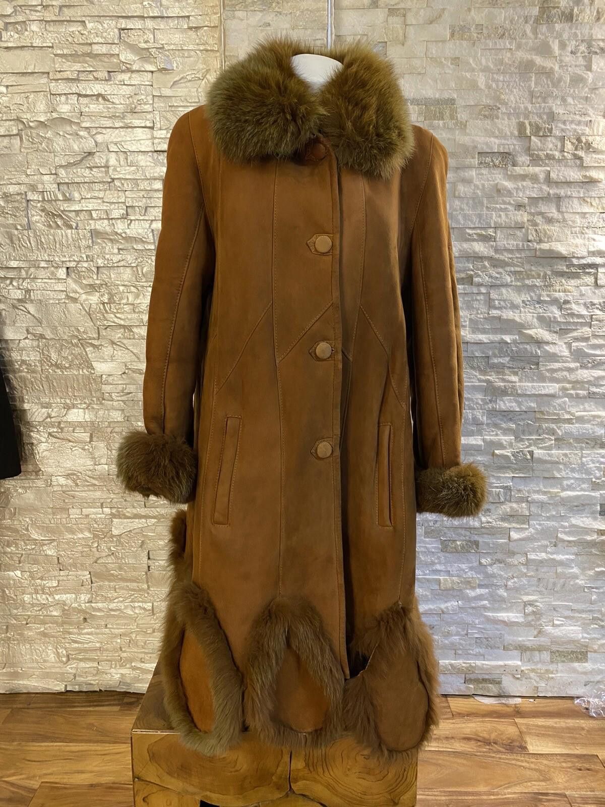 Other Vintage Deri Sarayi Shearling Lambskin Suede Fur Trim Jacket Size M / US 6-8 / IT 42-44 - 1 Thumbnail