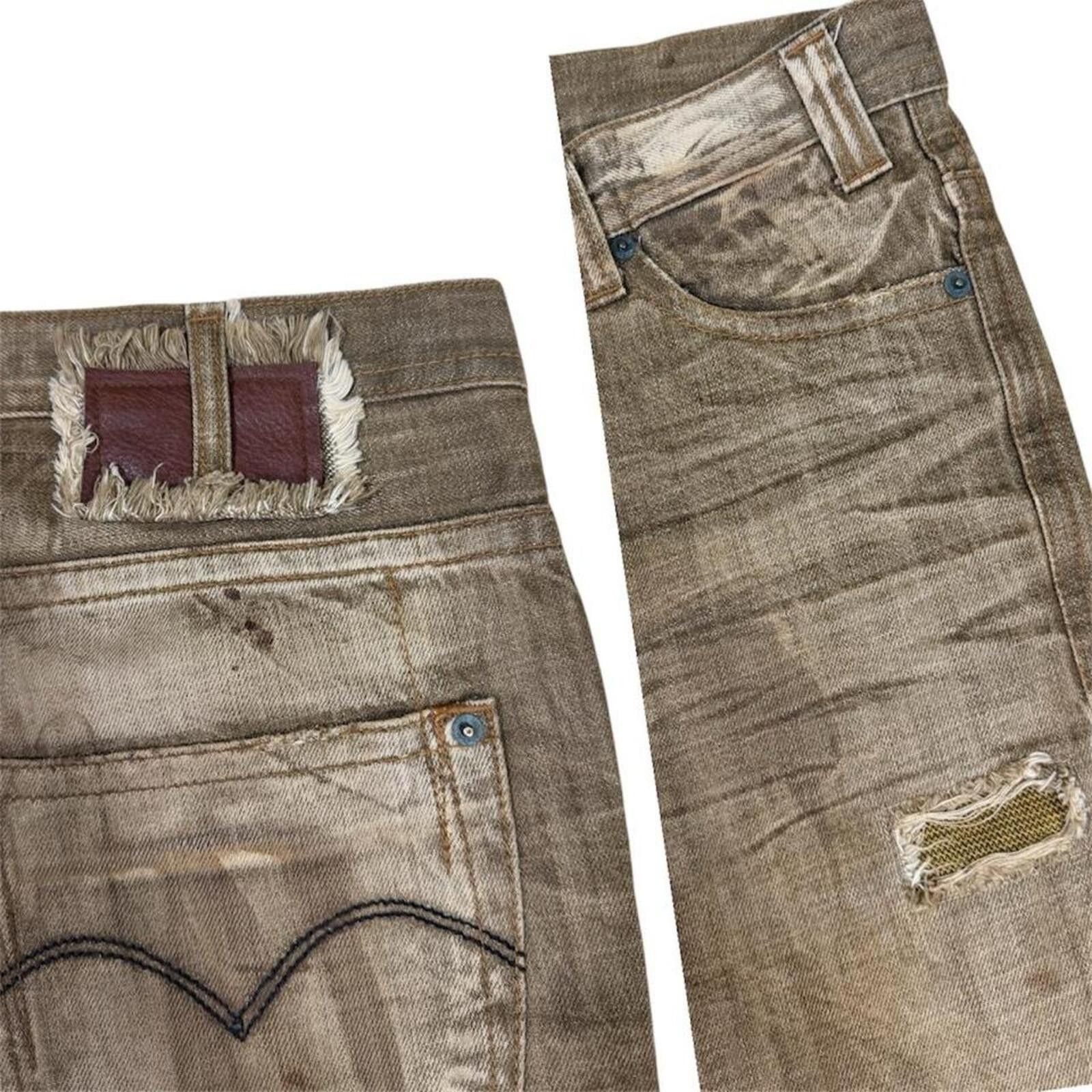 True Religion Y2K Vintage Rare 2#1 unique shade denim jeans Size 33" - 6 Thumbnail