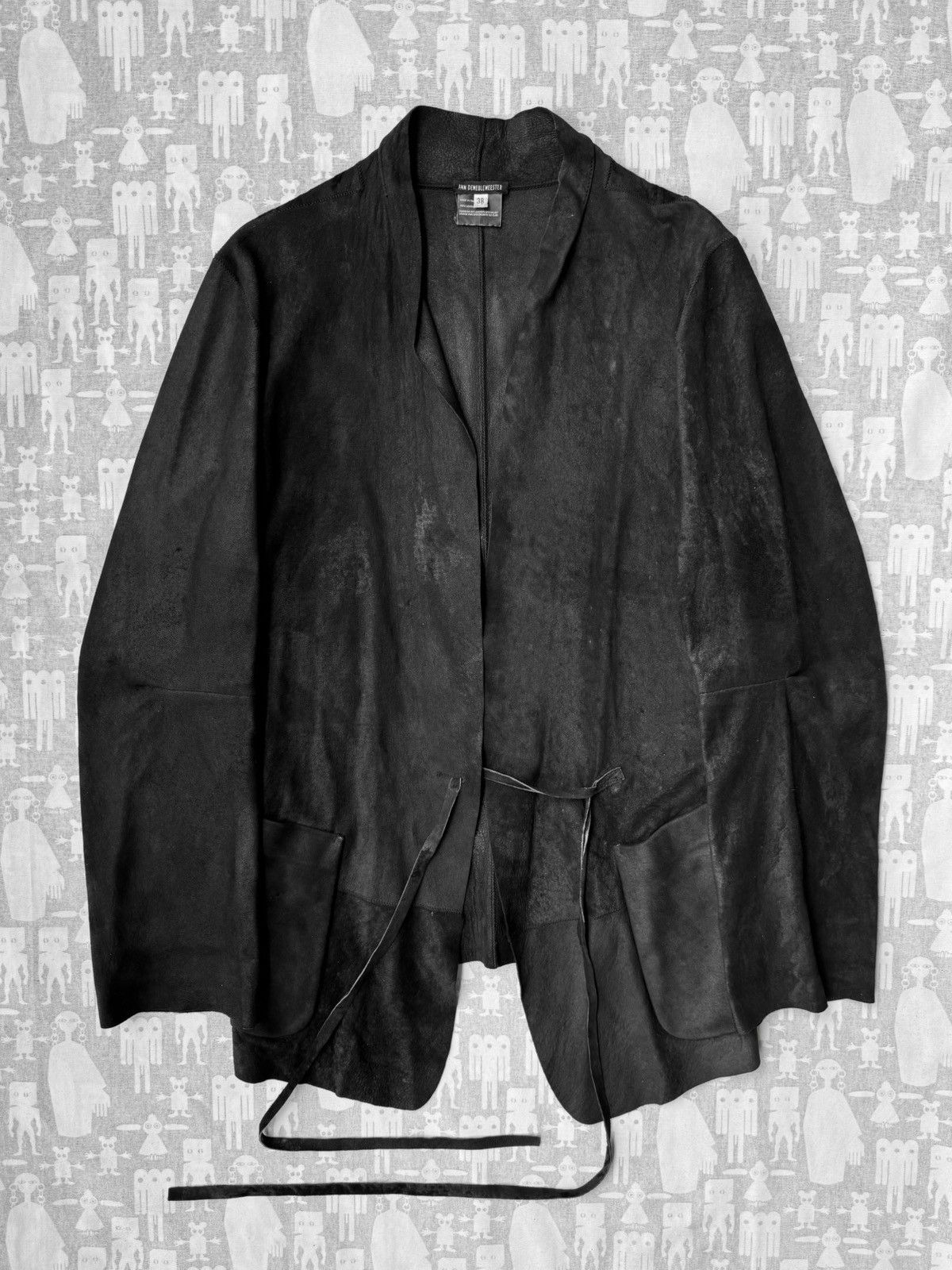 Ann Demeulemeester Ann Demeulemeester AW02 Textured Leather Opened Tie Jacket Size US XS / EU 42 / 0 - 1 Thumbnail
