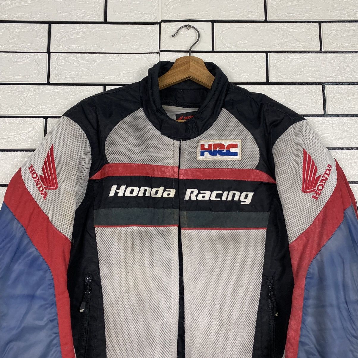 Honda 📌Vintage Biker Jacket Racing Honda Full Patches Big Logo Size US L / EU 52-54 / 3 - 4 Thumbnail