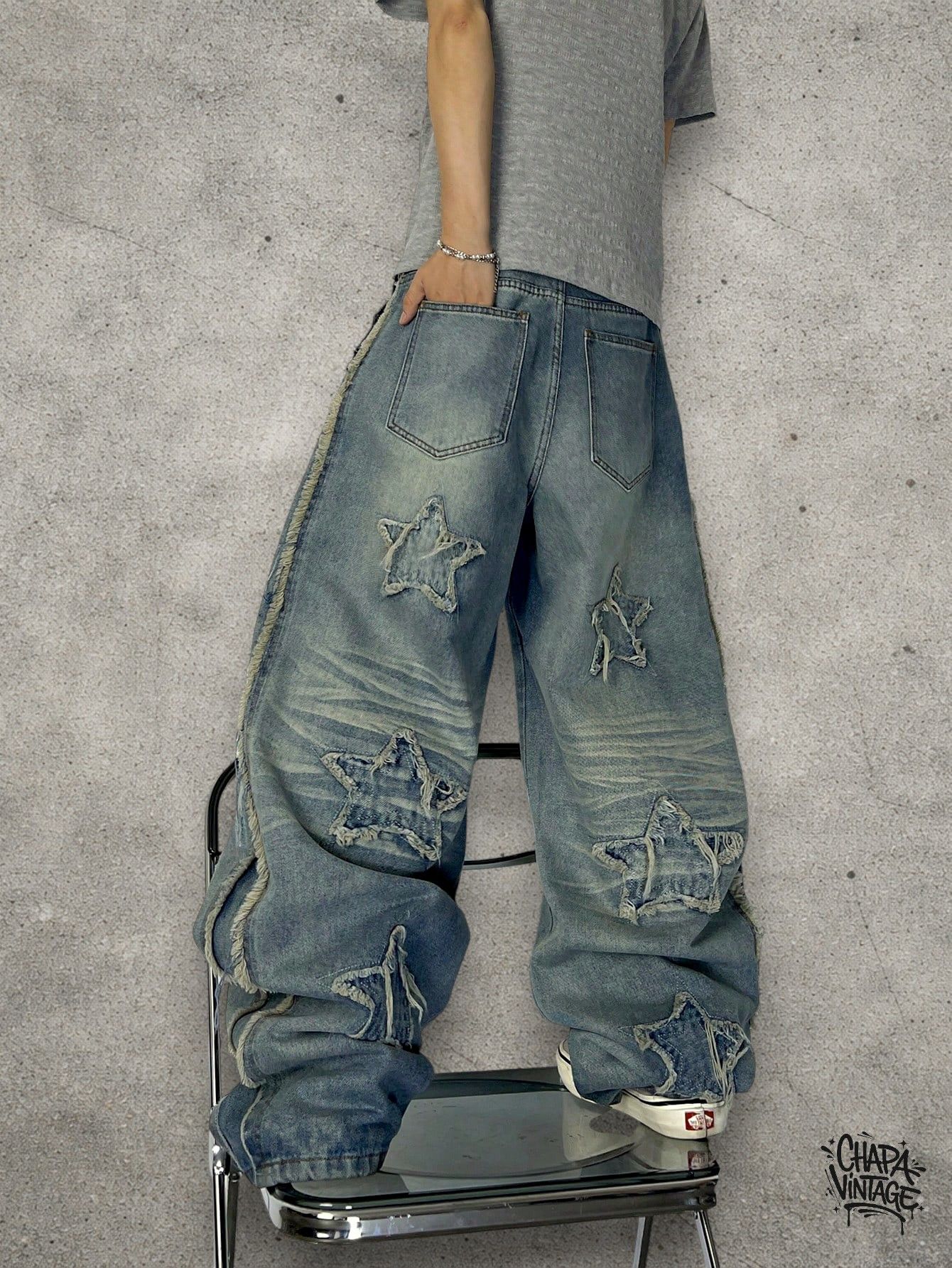 Japanese Brand Baggy distressed jeans Size US 32 / EU 48 - 1 Thumbnail