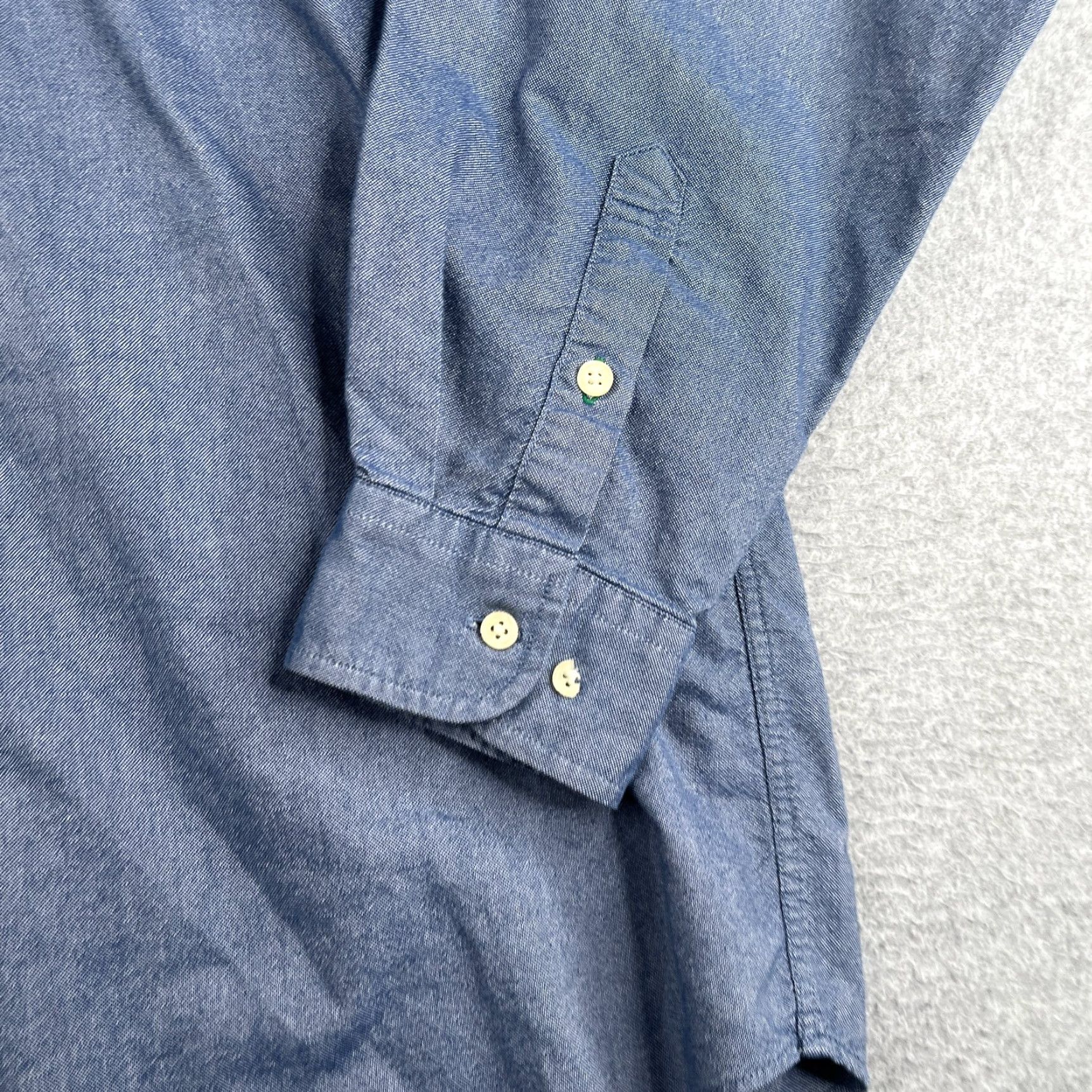 Tommy Hilfiger VINTAGE Tommy Hilfiger Shirt Mens L Blue Button-Up Long Sleeve Collared Pocket Flag Website?? Size US L / EU 52-54 / 3 - 2 Thumbnail