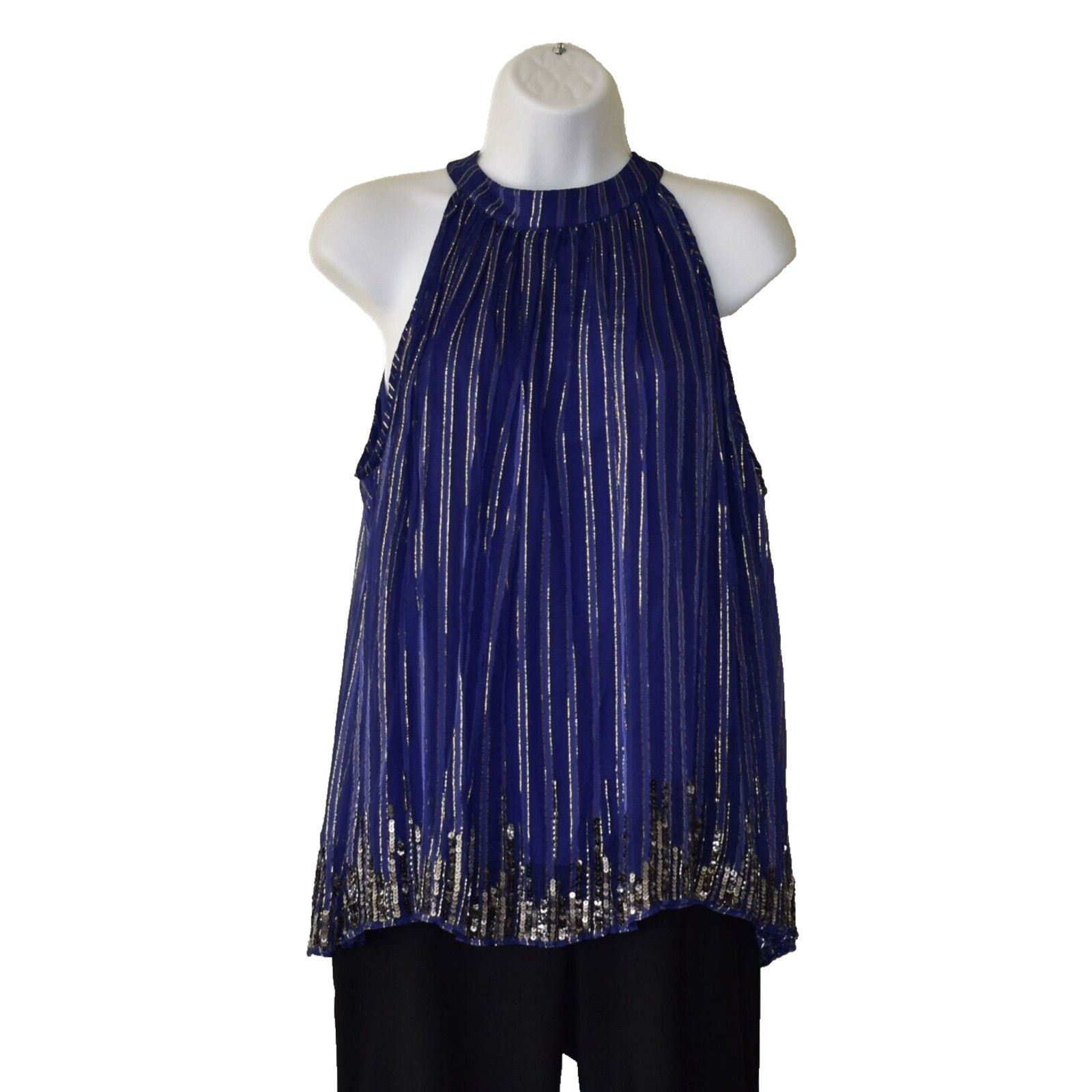 Anthropologie NWT RANNA GILL ANTHROPOLOGIE Sapphire Stripe Halter Top Sz M Size M / US 6-8 / IT 42-44 - 1 Thumbnail