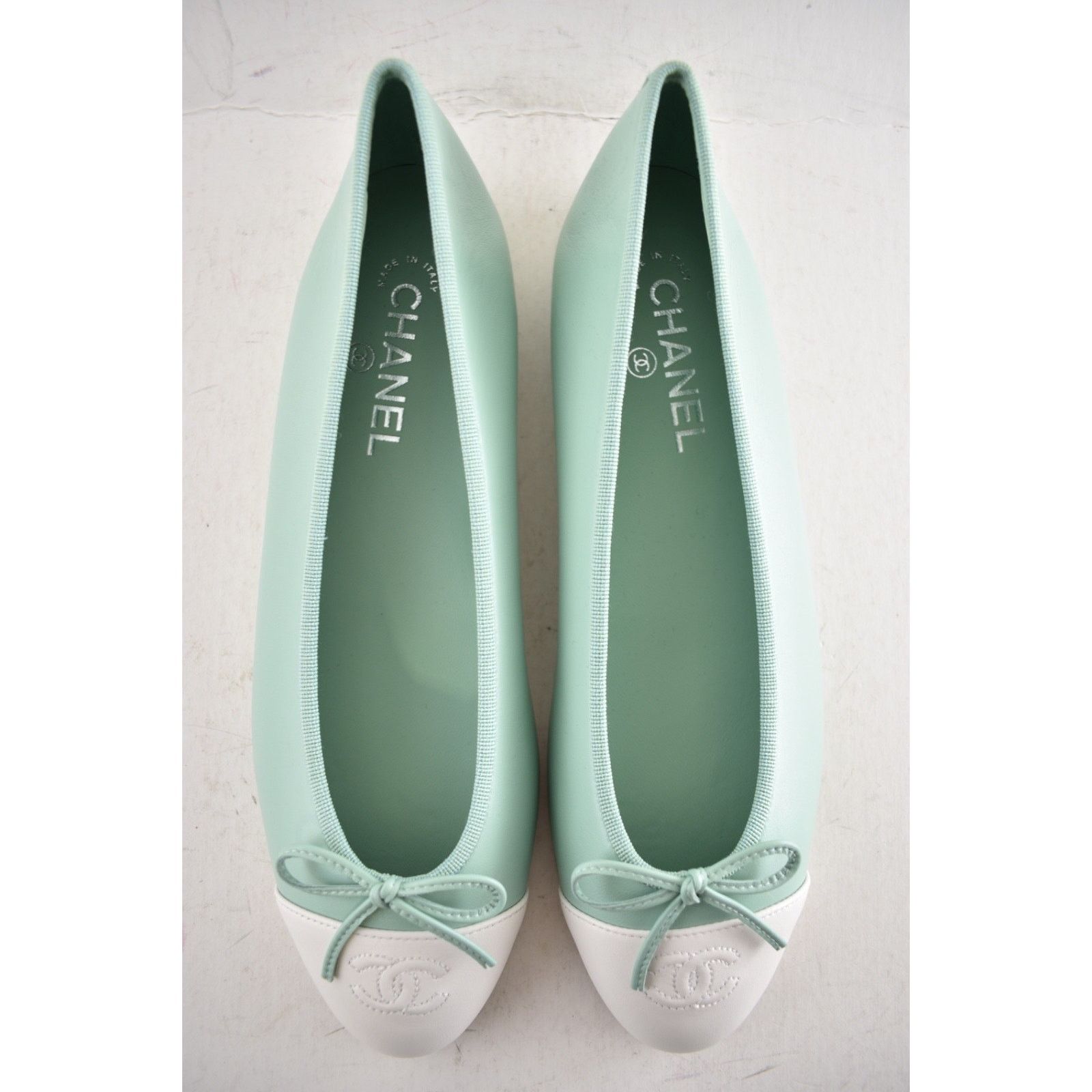 Chanel Chanel Mint Green Lambskin CC Logo Ballet Flat 38 Size US 8 / IT 38 - 17 Thumbnail