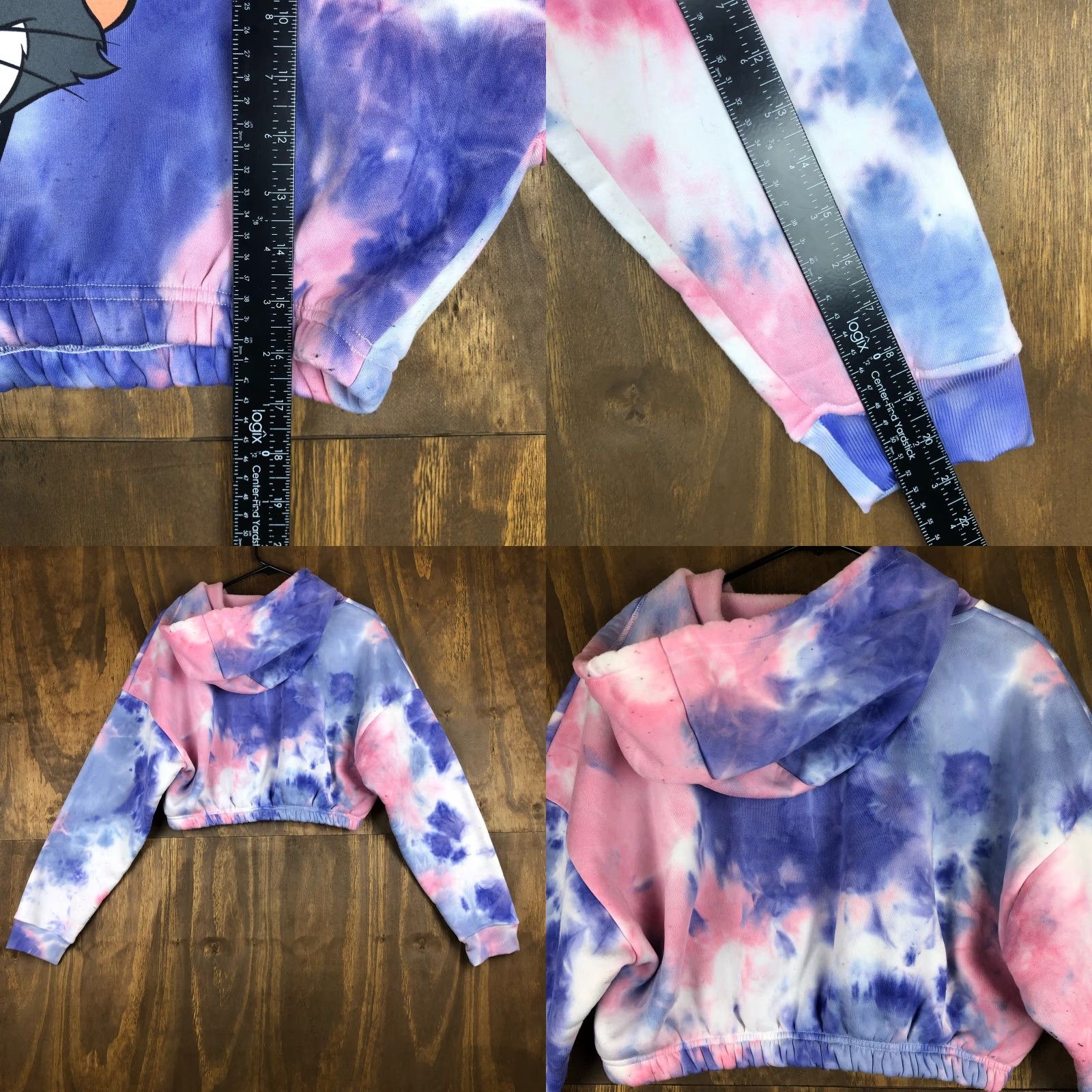 Vintage Tom & Jerry Womens Sweatshirt Tie Dye Cropped Hooded Y2K XL Pink Sweater Pullover Hooded Graphic Print Casual Streetwear Shirt Womens XL Size XL / US 12-14 / IT 48-50 - 8 Thumbnail