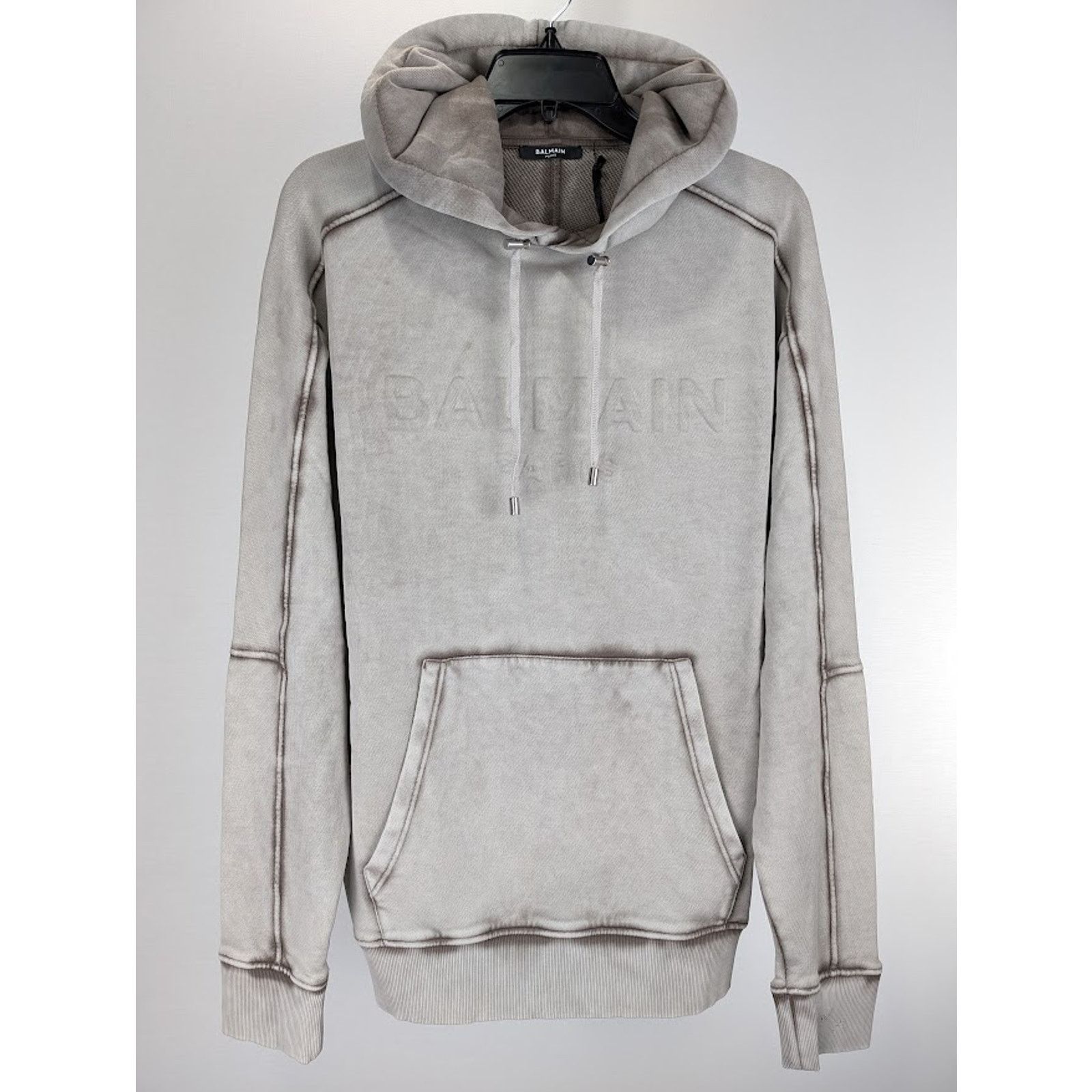 Balmain o1rshd1 Washed Hoodie in Grey Size US M / EU 48-50 / 2 - 2 Thumbnail